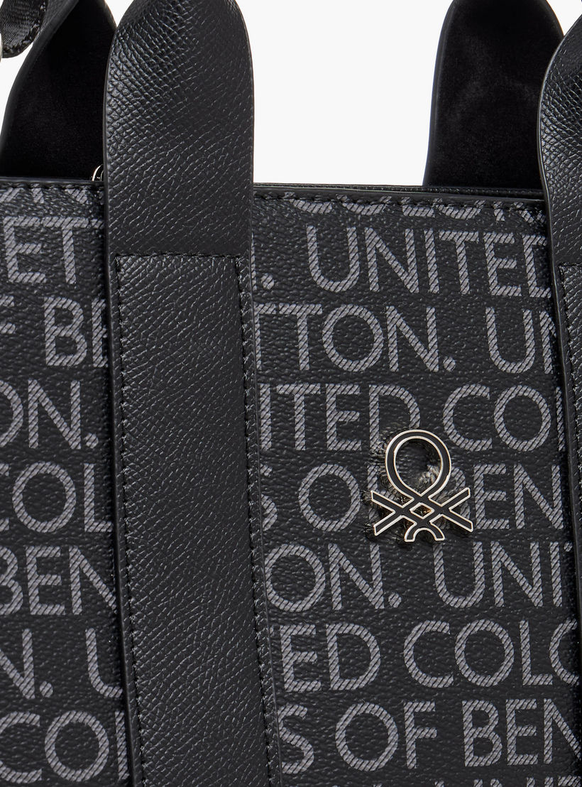 United Colors of Benetton Typography Print Tote Bag with Zip Closure-women-bagsandwallets-handbags-image-4