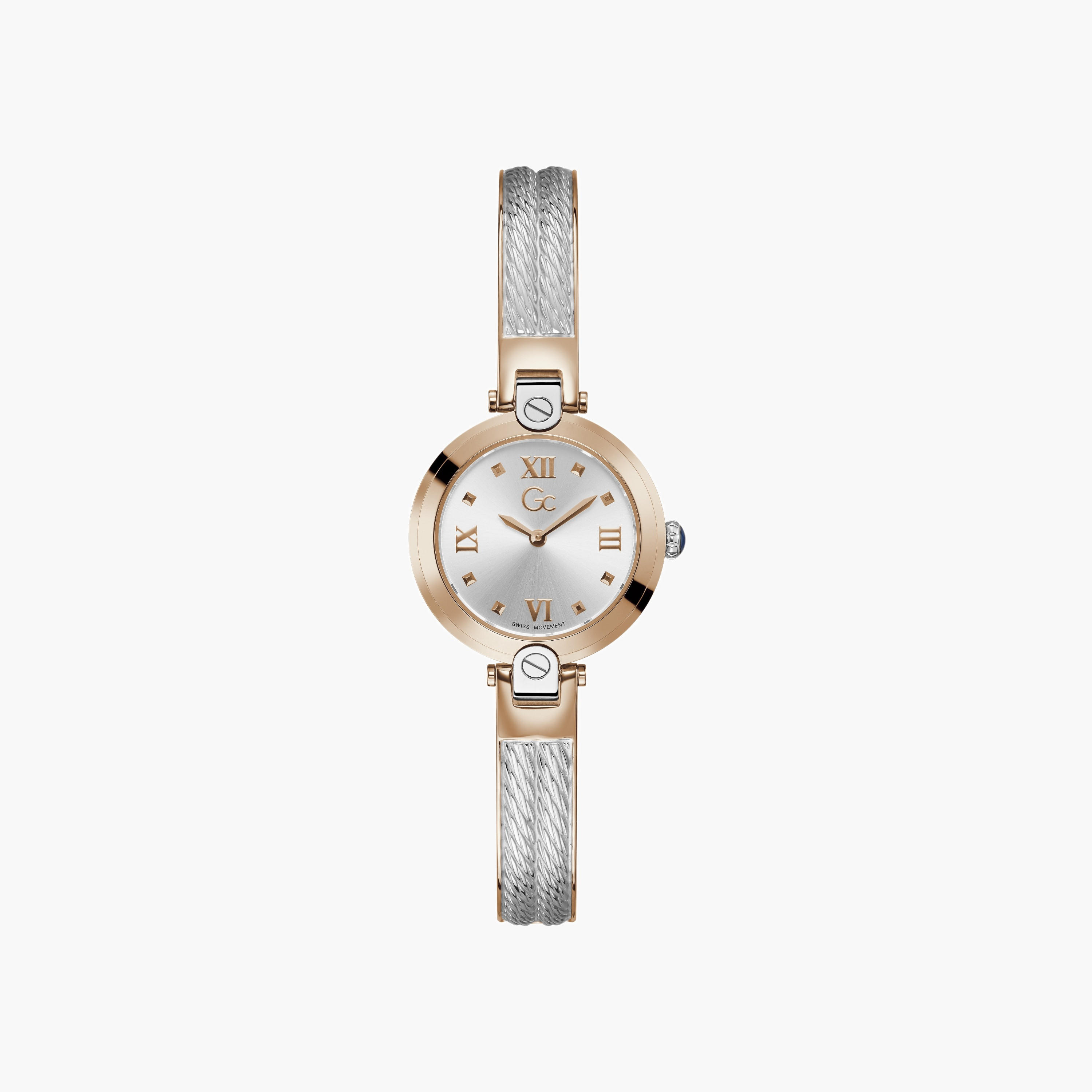 Guess Two Tone Bangle Watch Roman Numerals-women-watchesandjewellery-watches-image-1
