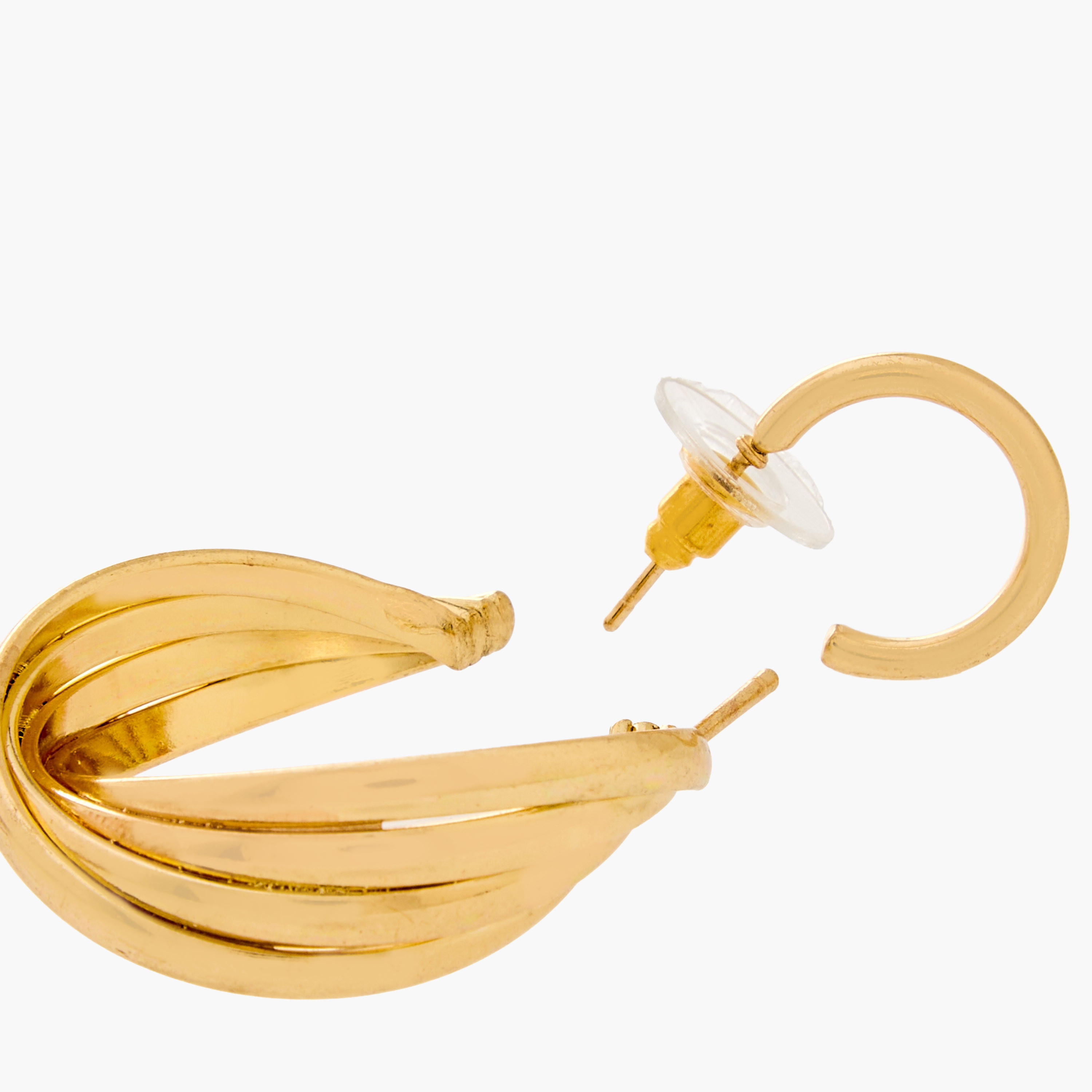 Pack of 3 Gold Tone Hoop Earrings with Pushback Closure-women-watchesandjewellery-jewellery-earrings-image-5
