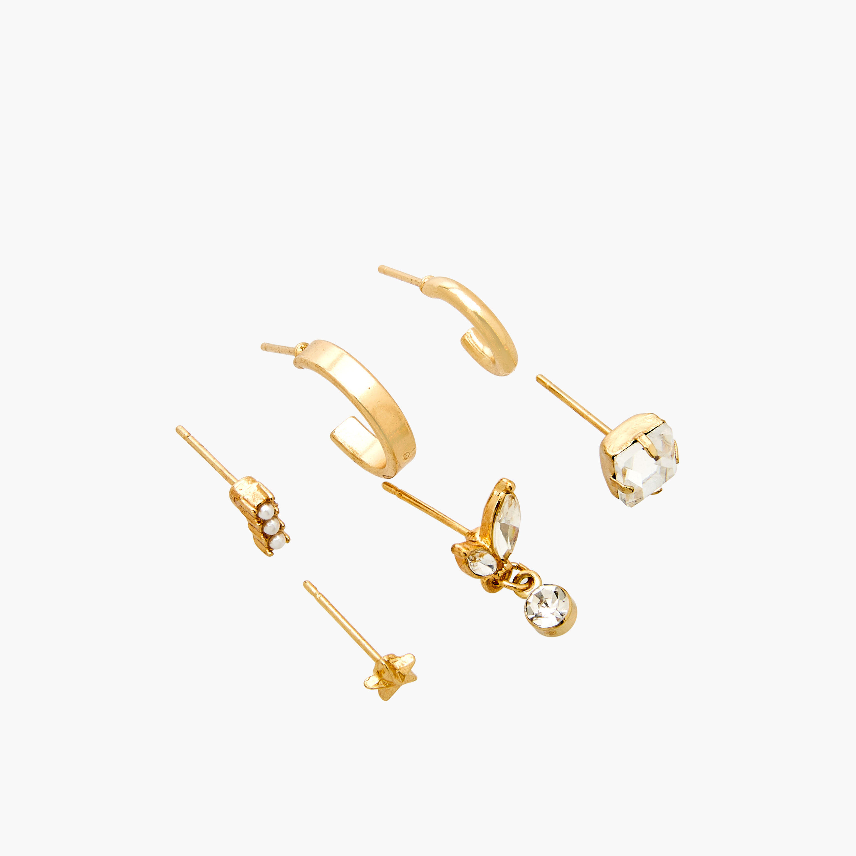 حلقان متنوعة بلون ذهبي ومكبس إغلاق - عبوة 6 أزواج-women-watchesandjewellery-jewellery-earrings-image-2