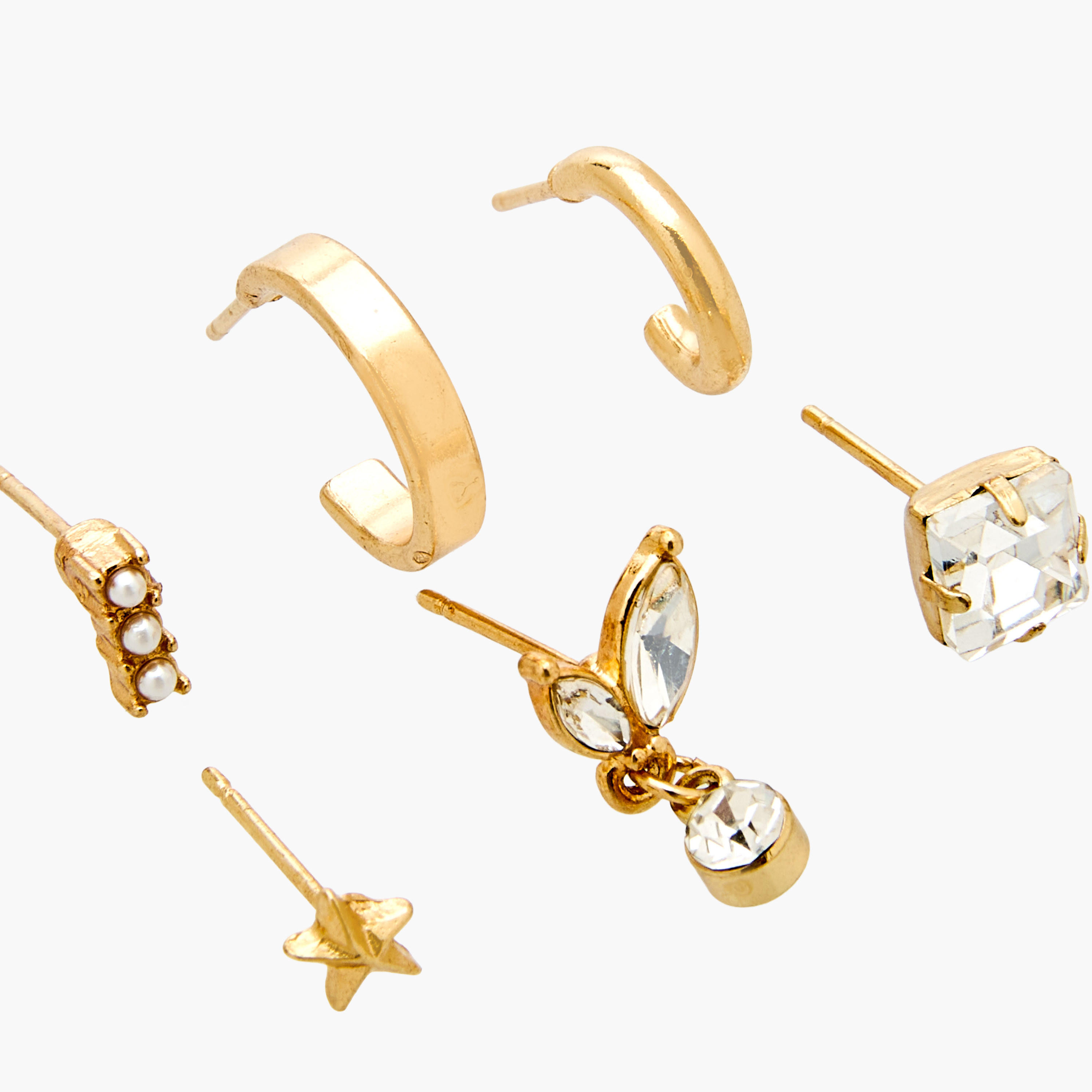 حلقان متنوعة بلون ذهبي ومكبس إغلاق - عبوة 6 أزواج-women-watchesandjewellery-jewellery-earrings-image-3