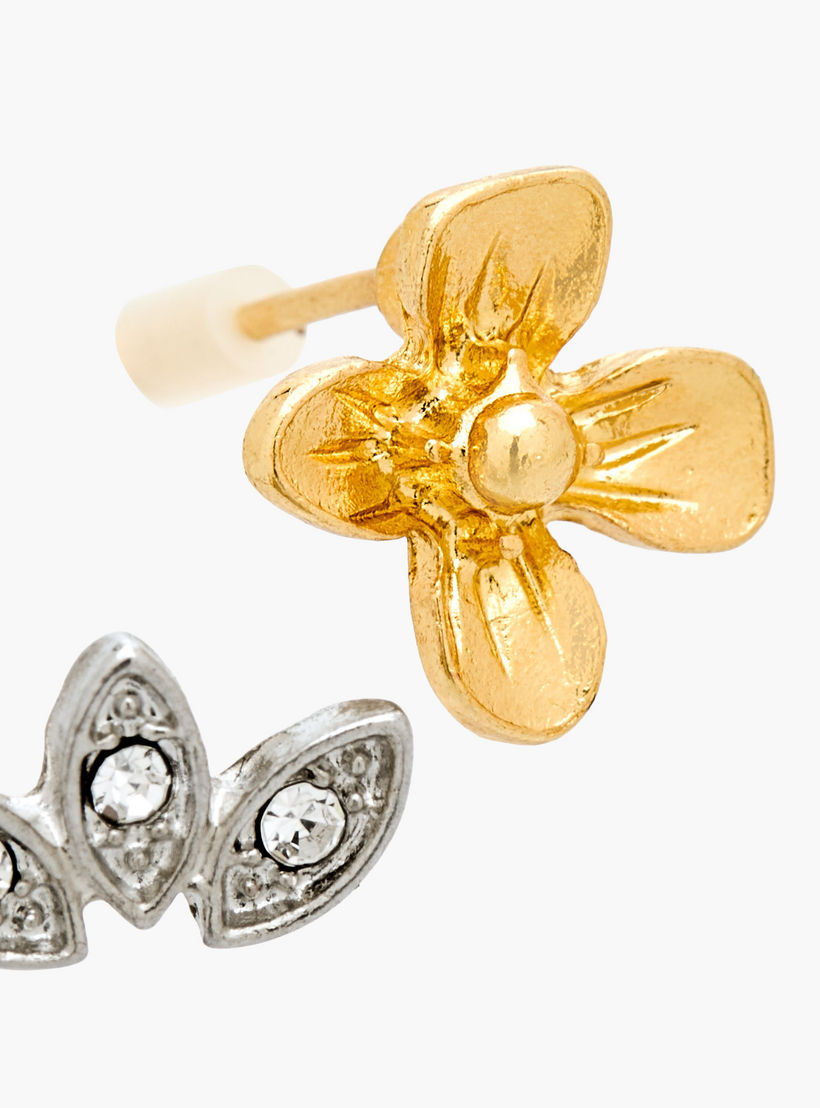 حلقان دبوس مزينة بلون ذهبي ومكبس إغلاق - عبوة 9 أزواج-women-watchesandjewellery-jewellery-earrings-image-4