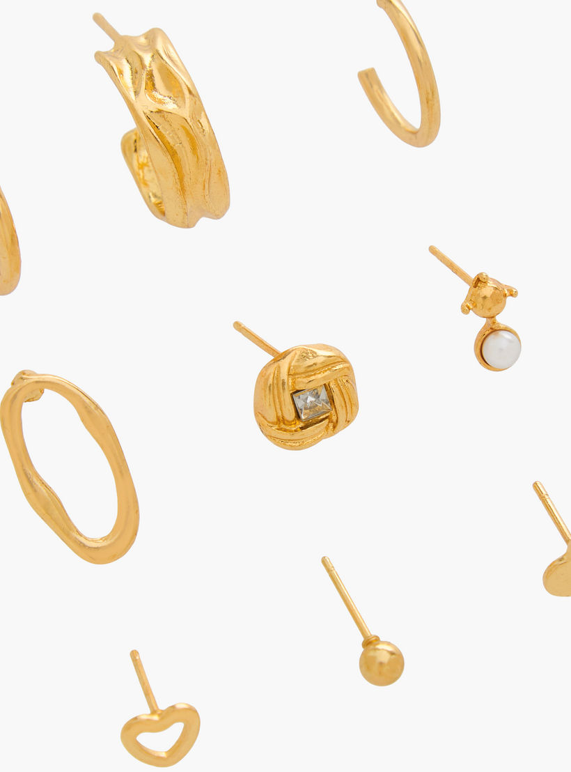 Pack of 9 Gold Tone Assorted Earrings with Pushback Closure-women-watchesandjewellery-jewellery-earrings-image-3