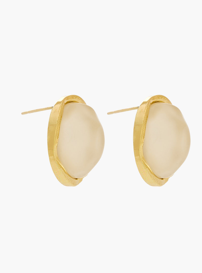Gold Tone Stud Earrings with Pushback Closure-women-watchesandjewellery-jewellery-earrings-image-2