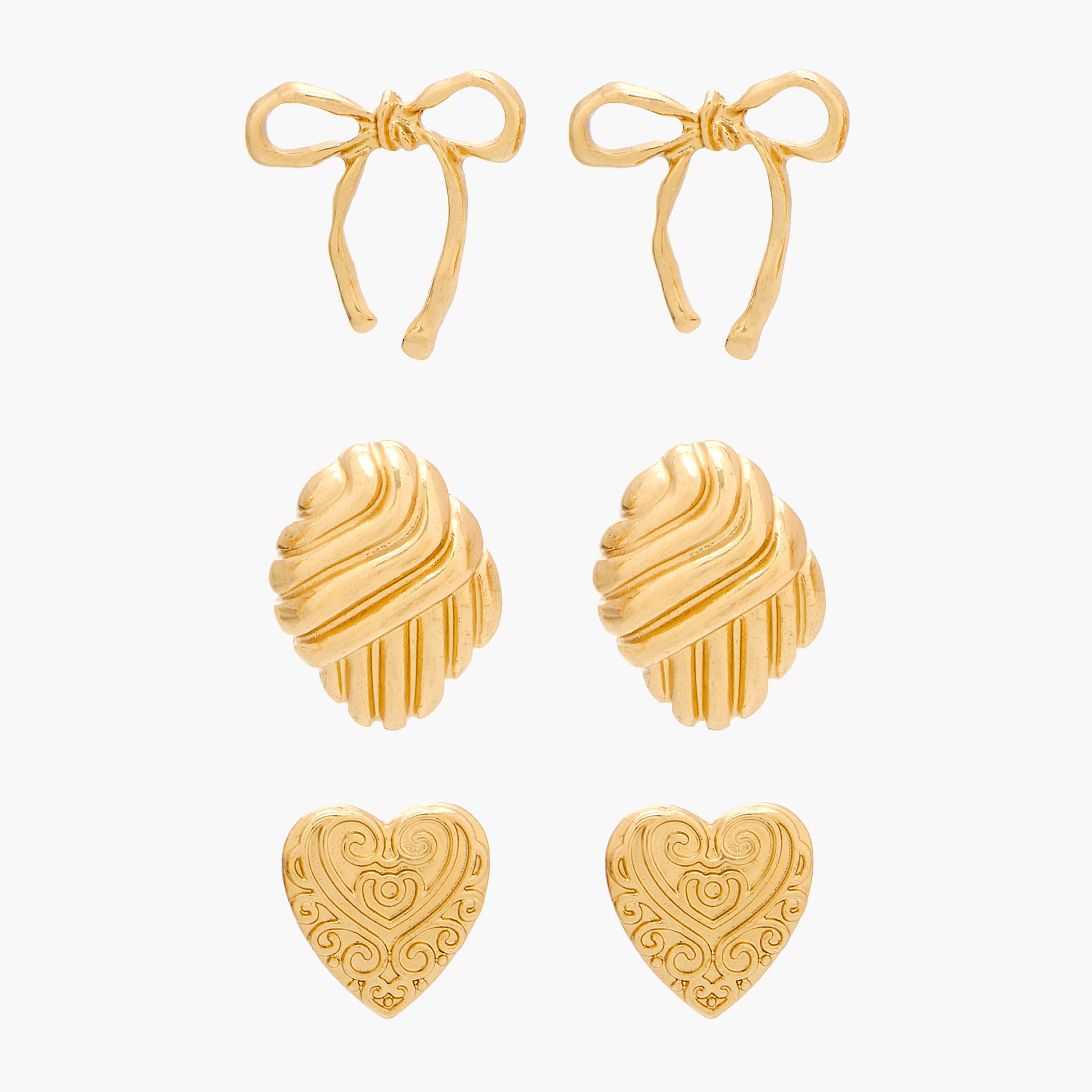 حلقان ميتاليك بمكبس إغلاق خلفي - طقم من 3 أزواج-women-watchesandjewellery-jewellery-earrings-image-1