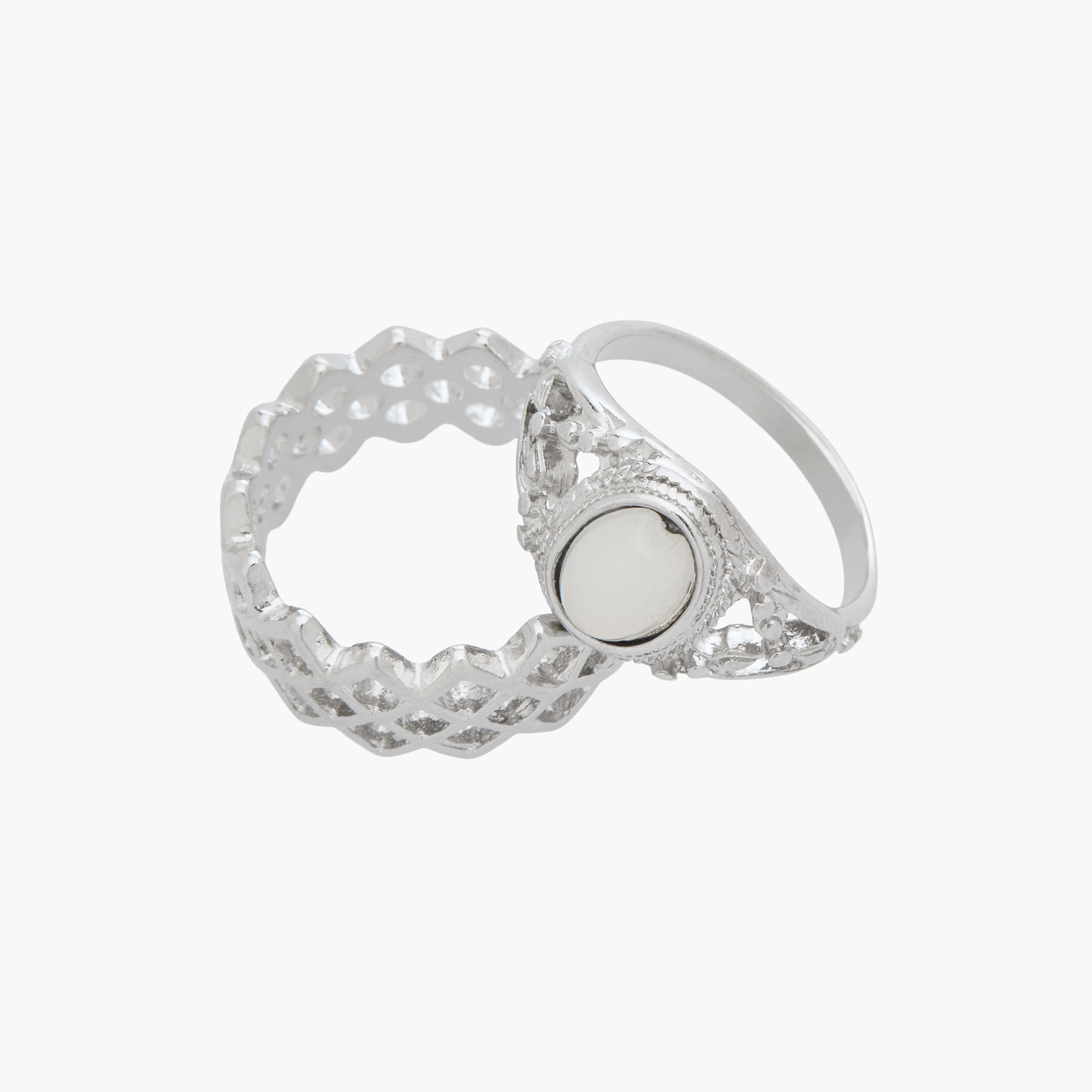 خواتم مزينة باللون الفضي - طقم 5 قطع-women-watchesandjewellery-jewellery-rings-image-3