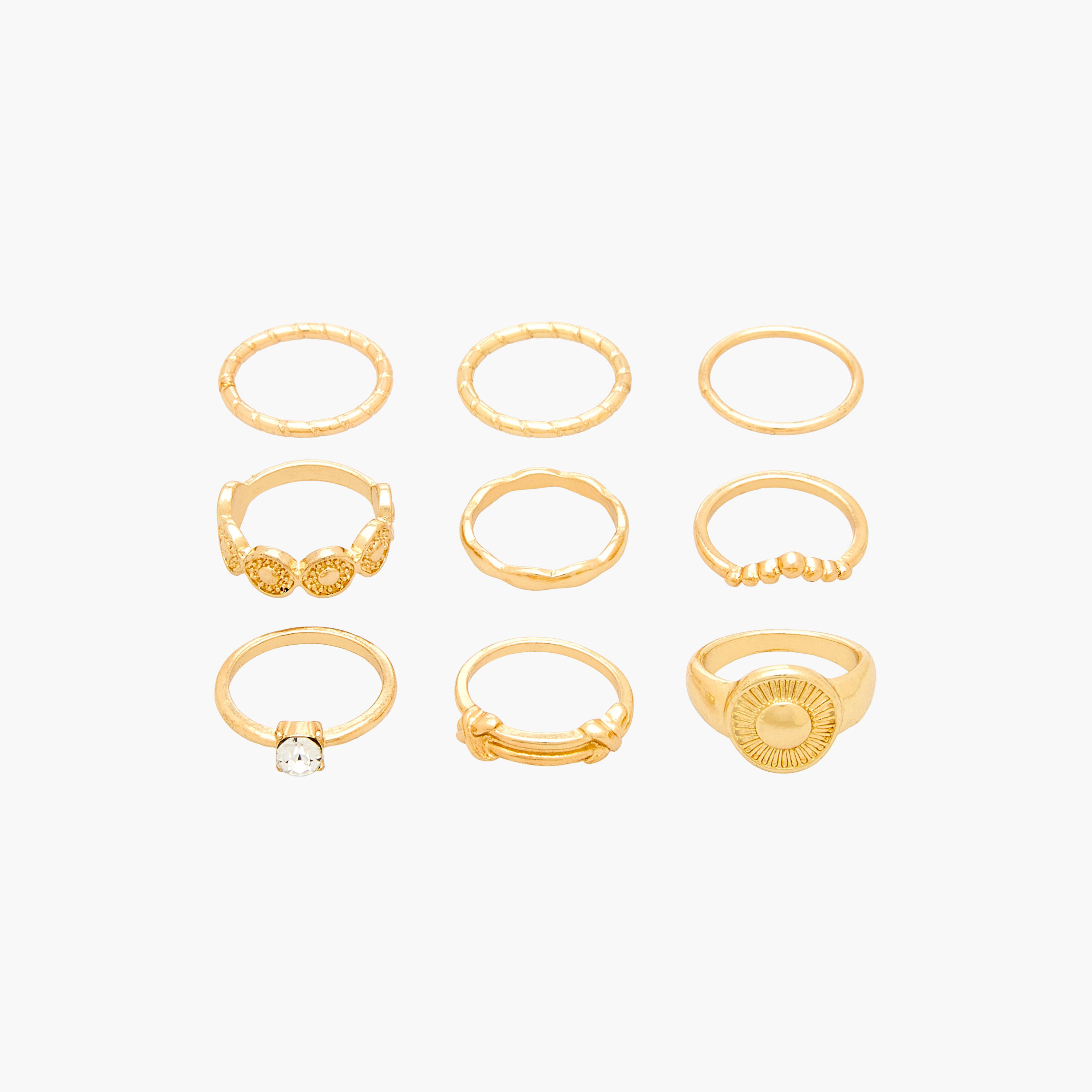 طقم خواتم ذهبية 9 قطع متنوعة-women-watchesandjewellery-jewellery-rings-image-1