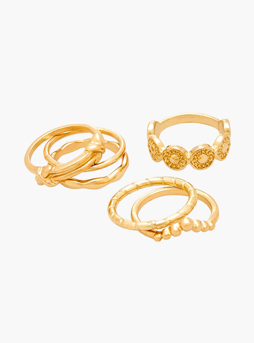 طقم خواتم ذهبية 9 قطع متنوعة-women-watchesandjewellery-jewellery-rings-image-2