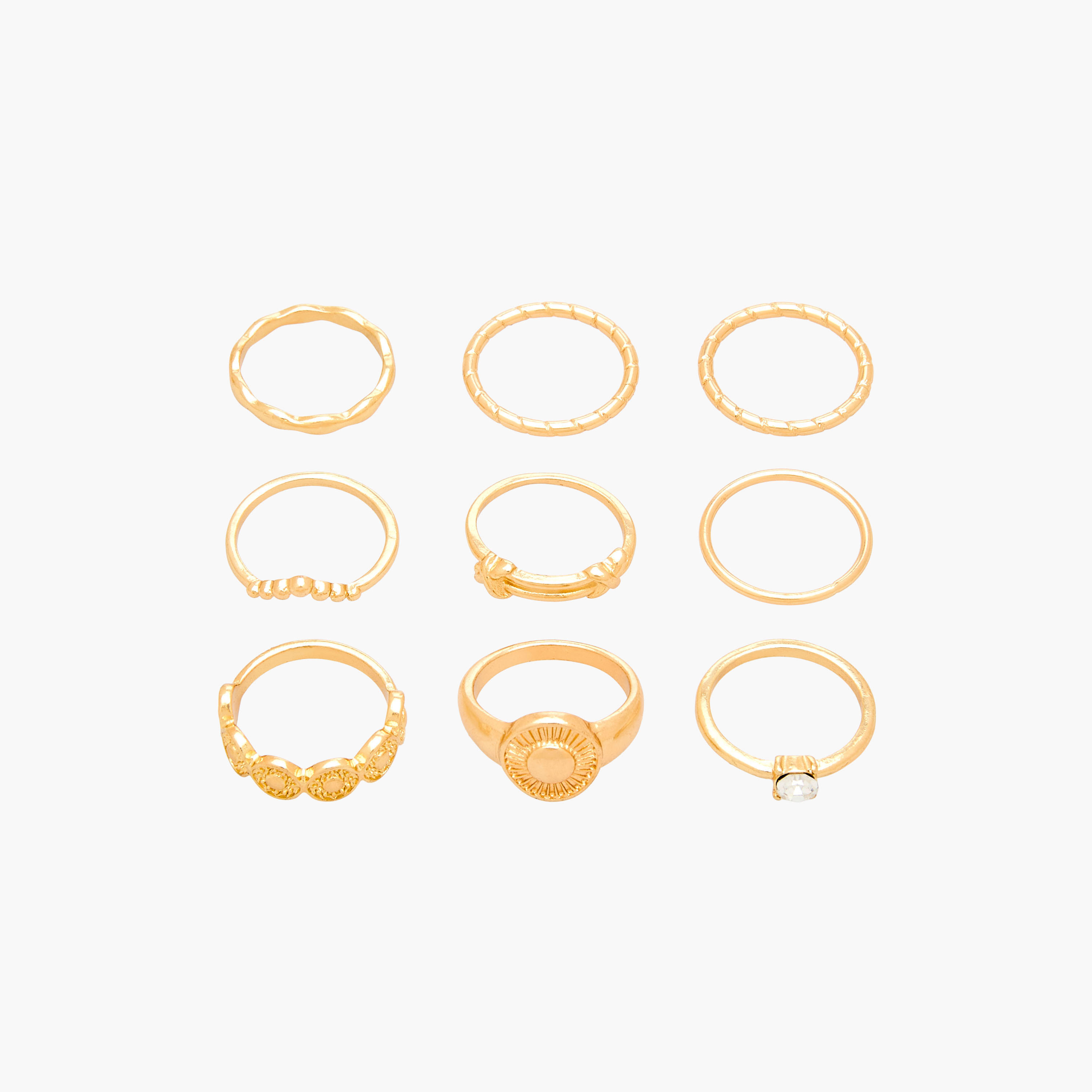 Set of 9 - Assorted Gold Tone Ring-women-watchesandjewellery-jewellery-rings-image-1