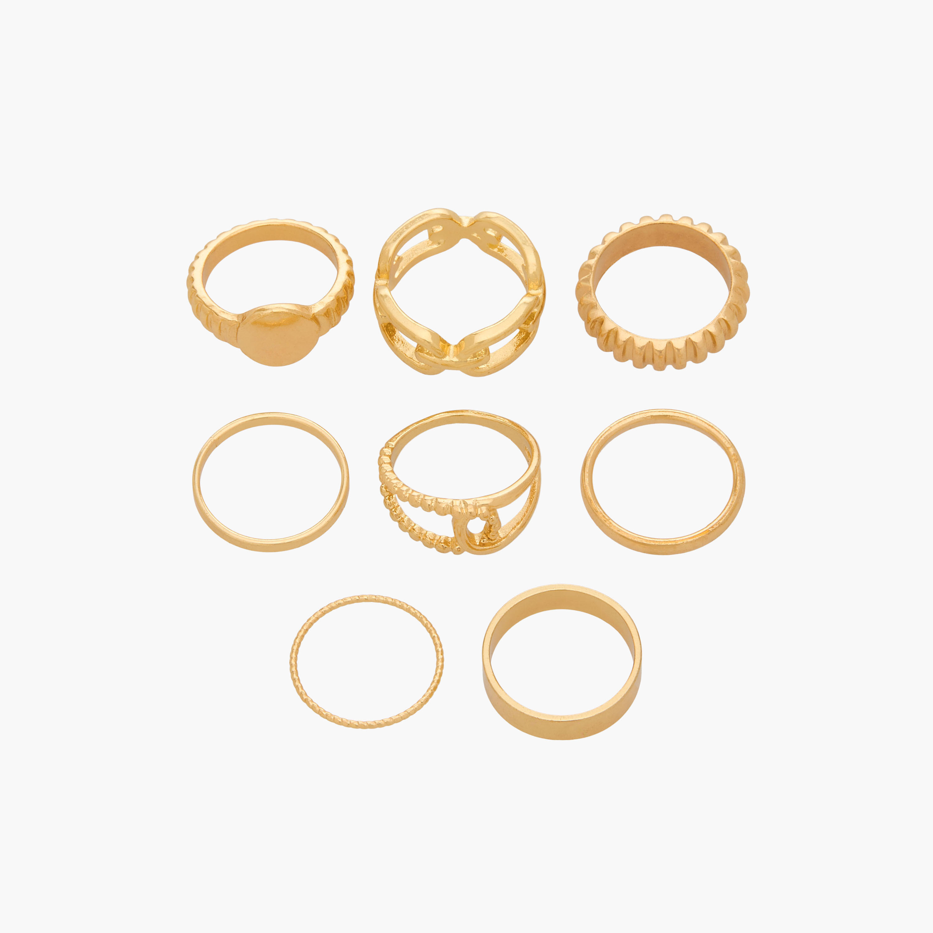 خواتم متنوعة بلون ذهبي - طقم 8 قطع-women-watchesandjewellery-jewellery-rings-image-1