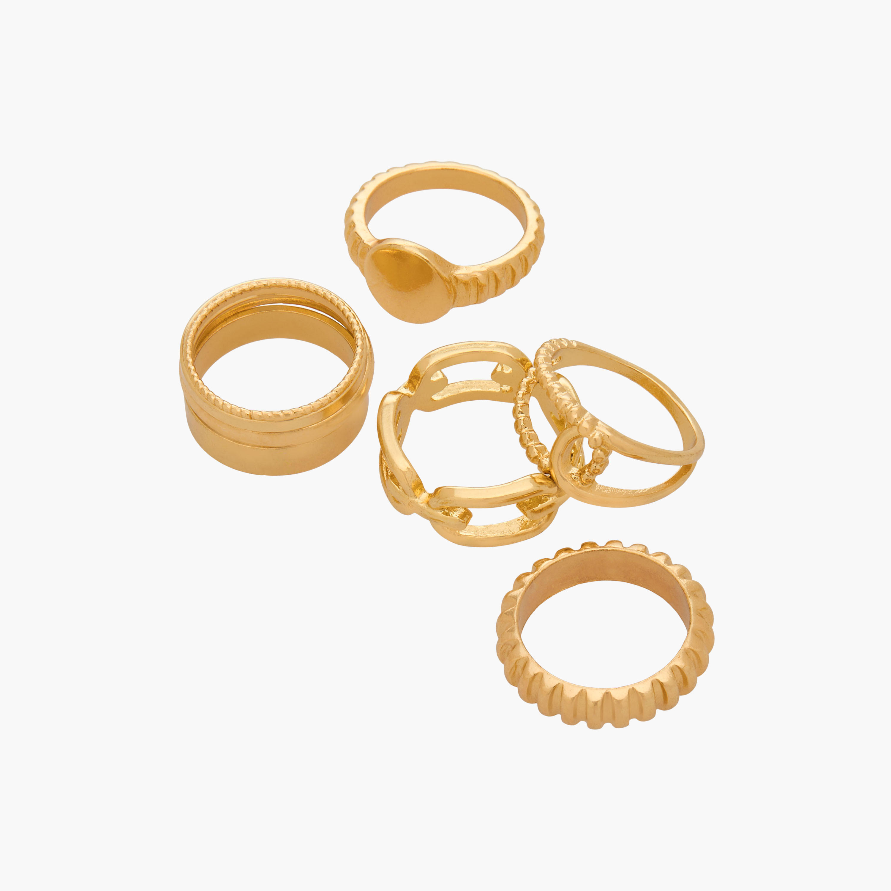خواتم متنوعة بلون ذهبي - طقم 8 قطع-women-watchesandjewellery-jewellery-rings-image-2