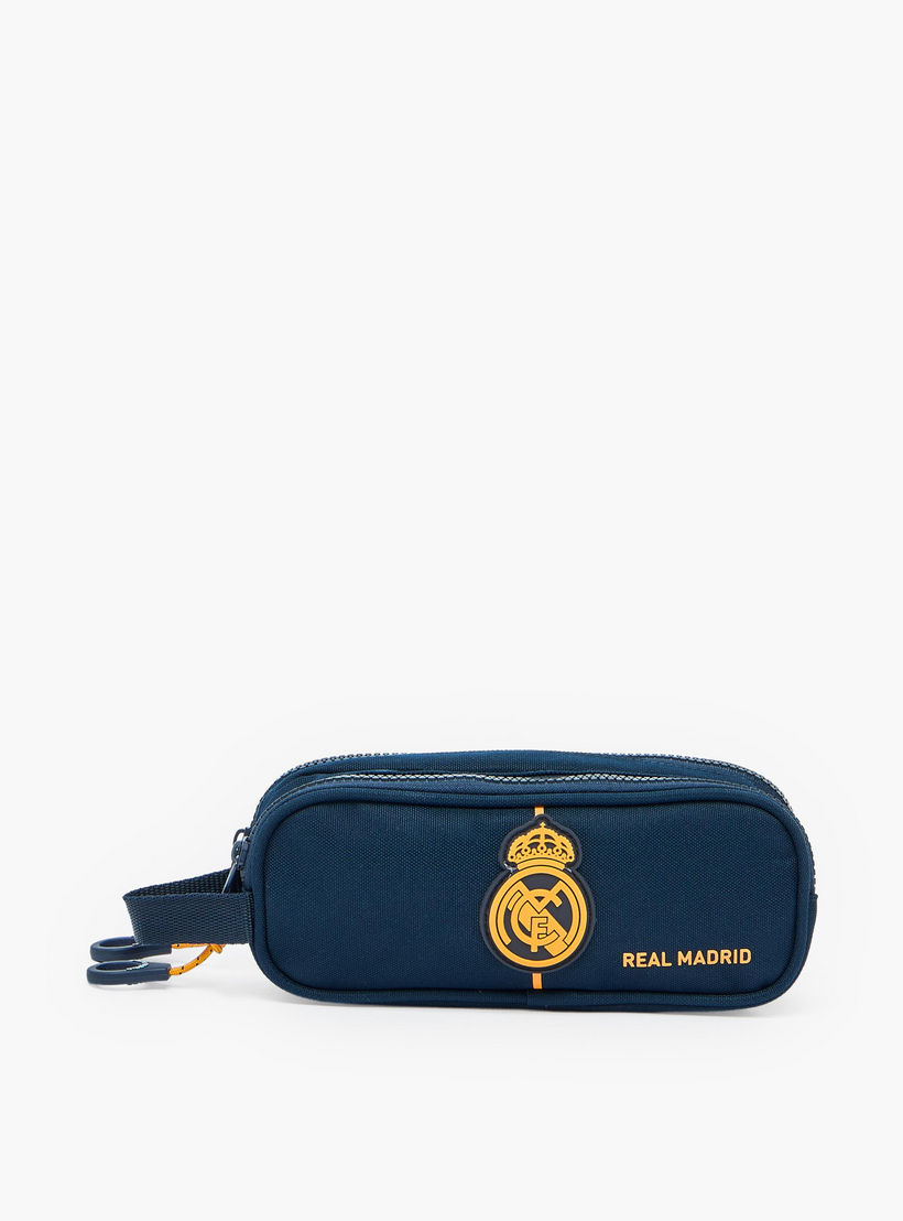 مقلمة بقسمين وبطبعات شعار ريال مدريد-school-stationery-pencilcases-image-1
