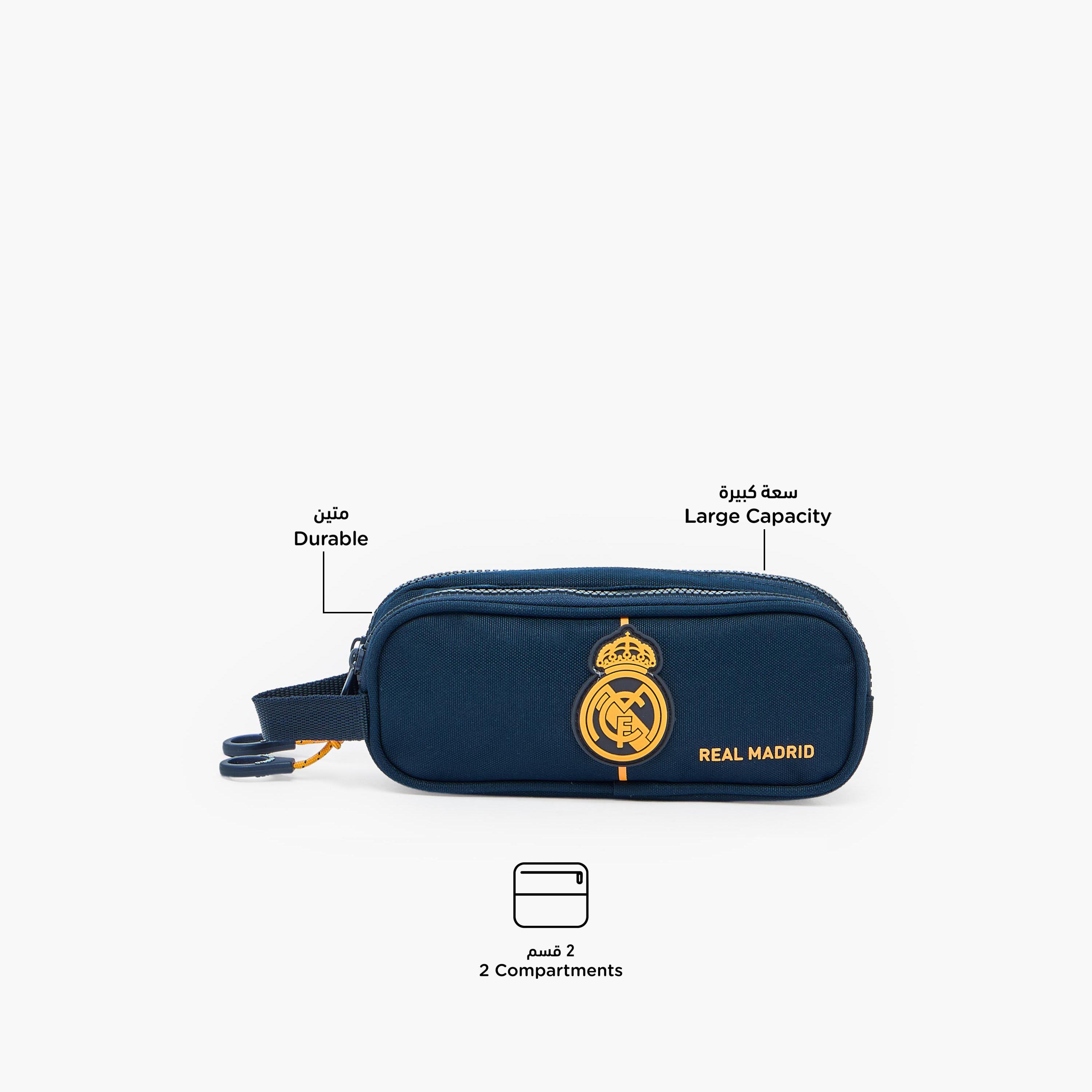 مقلمة بقسمين وبطبعات شعار ريال مدريد-school-stationery-pencilcases-image-2