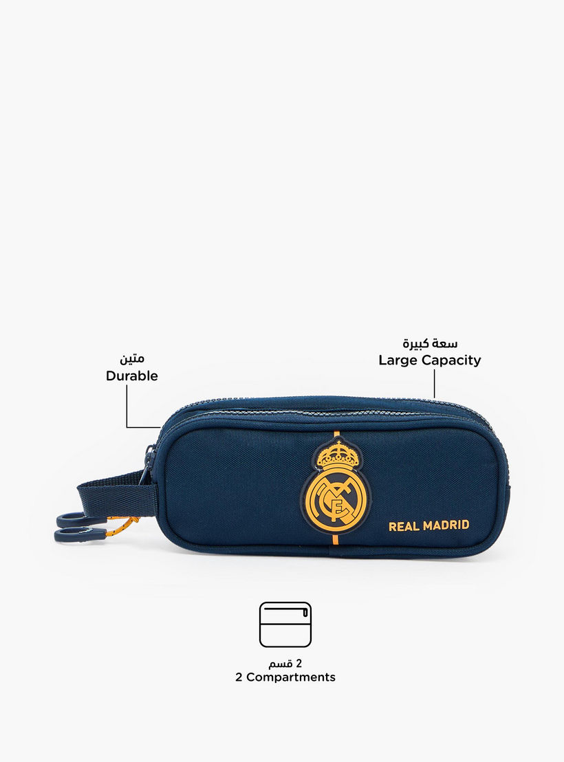 مقلمة بقسمين وبطبعات شعار ريال مدريد-school-stationery-pencilcases-image-2