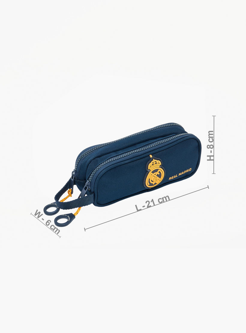 مقلمة بقسمين وبطبعات شعار ريال مدريد-school-stationery-pencilcases-image-3