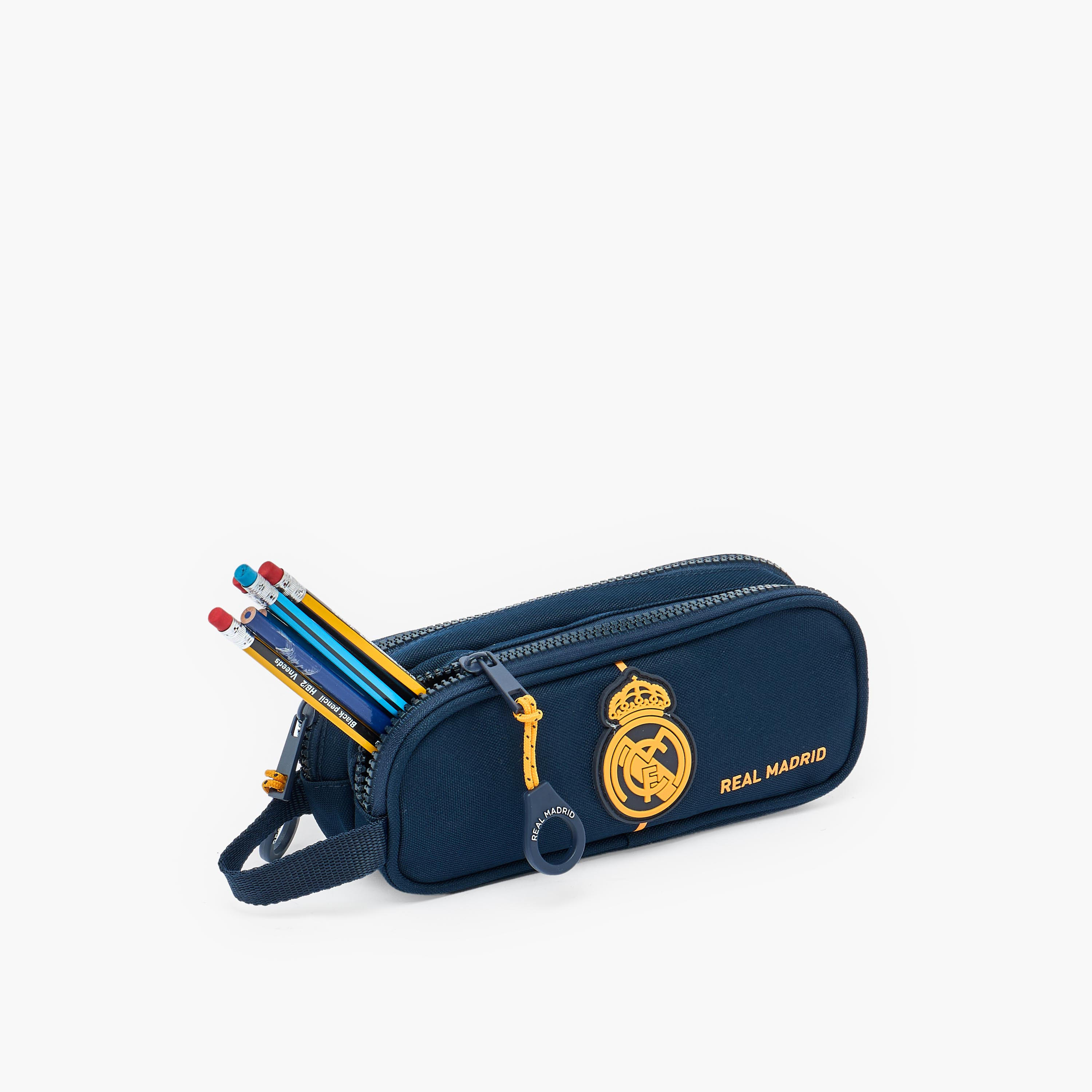مقلمة بقسمين وبطبعات شعار ريال مدريد-school-stationery-pencilcases-image-5