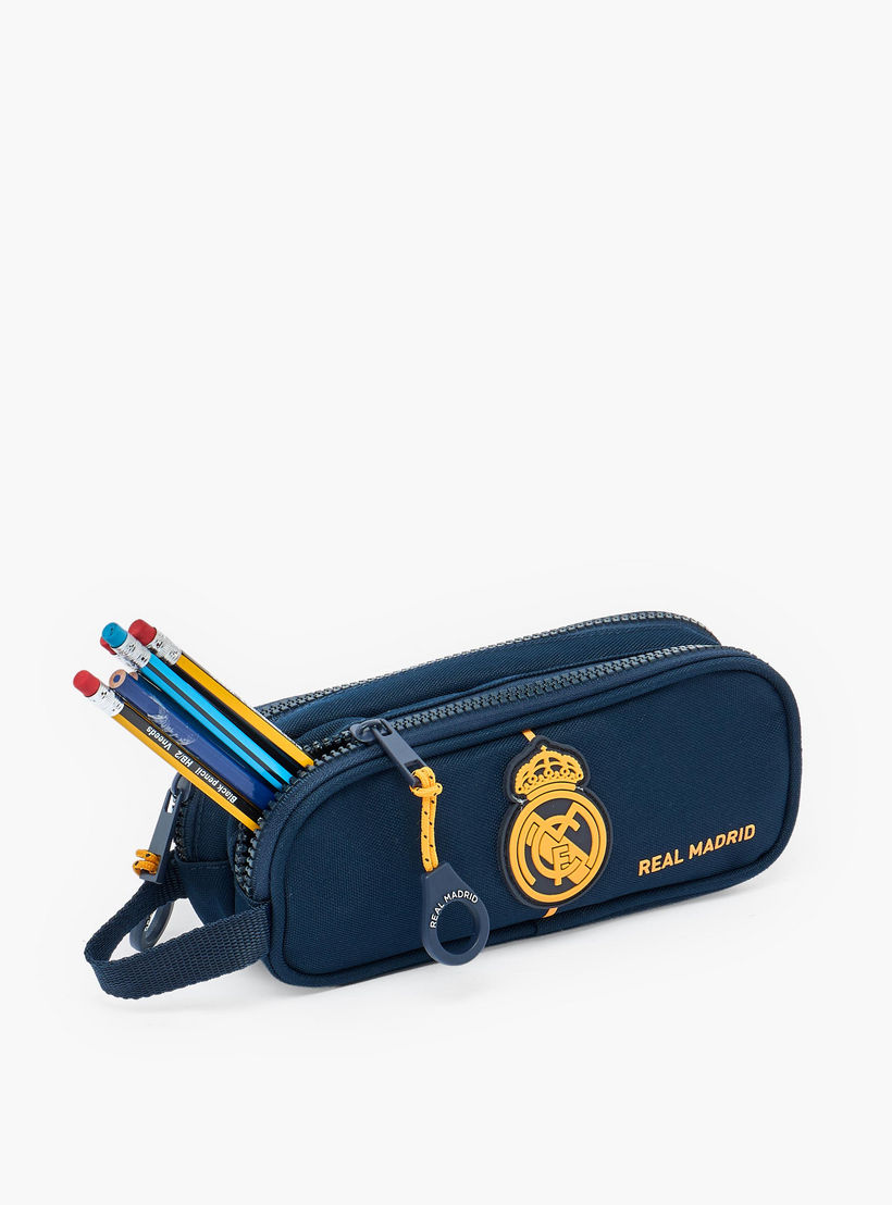 مقلمة بقسمين وبطبعات شعار ريال مدريد-school-stationery-pencilcases-image-5