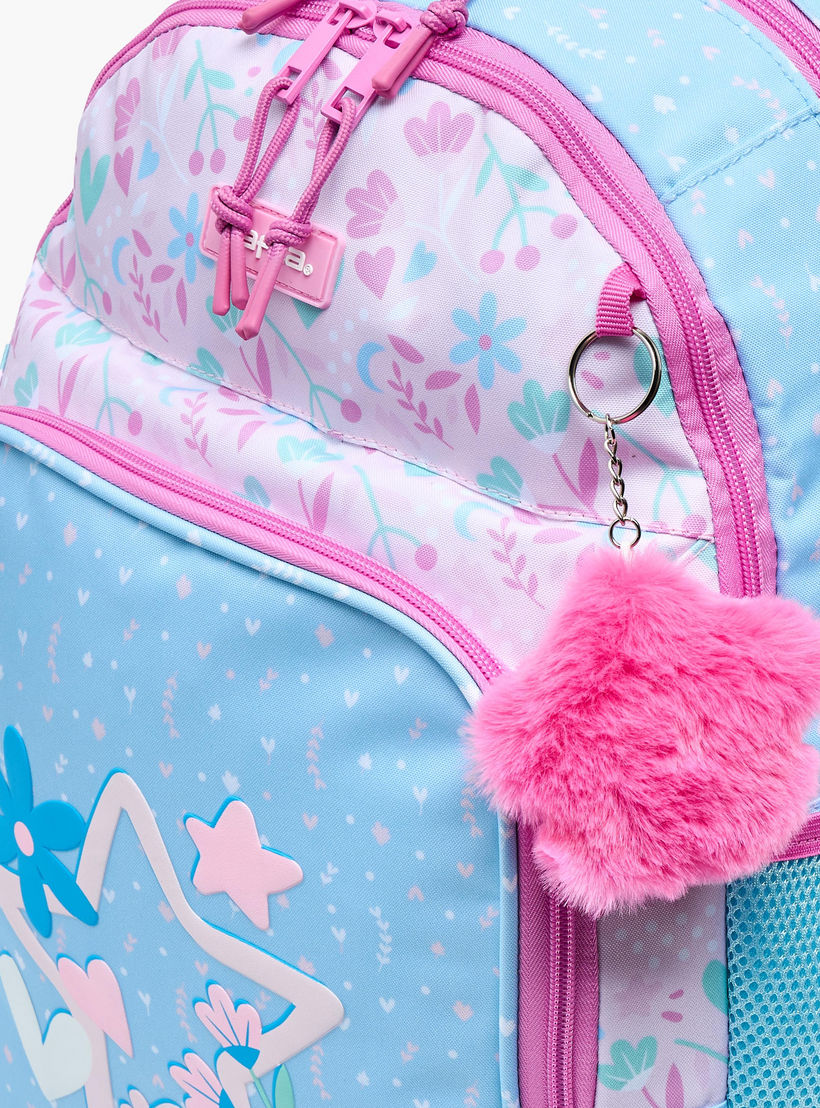 شنطة مدرسية بطبعات زهور وحمالات كتف مبطنة للبنات 8-13 سنوات من سافتا - 18 بوصة-school-bagsandbackpacks-trolleybags-image-3