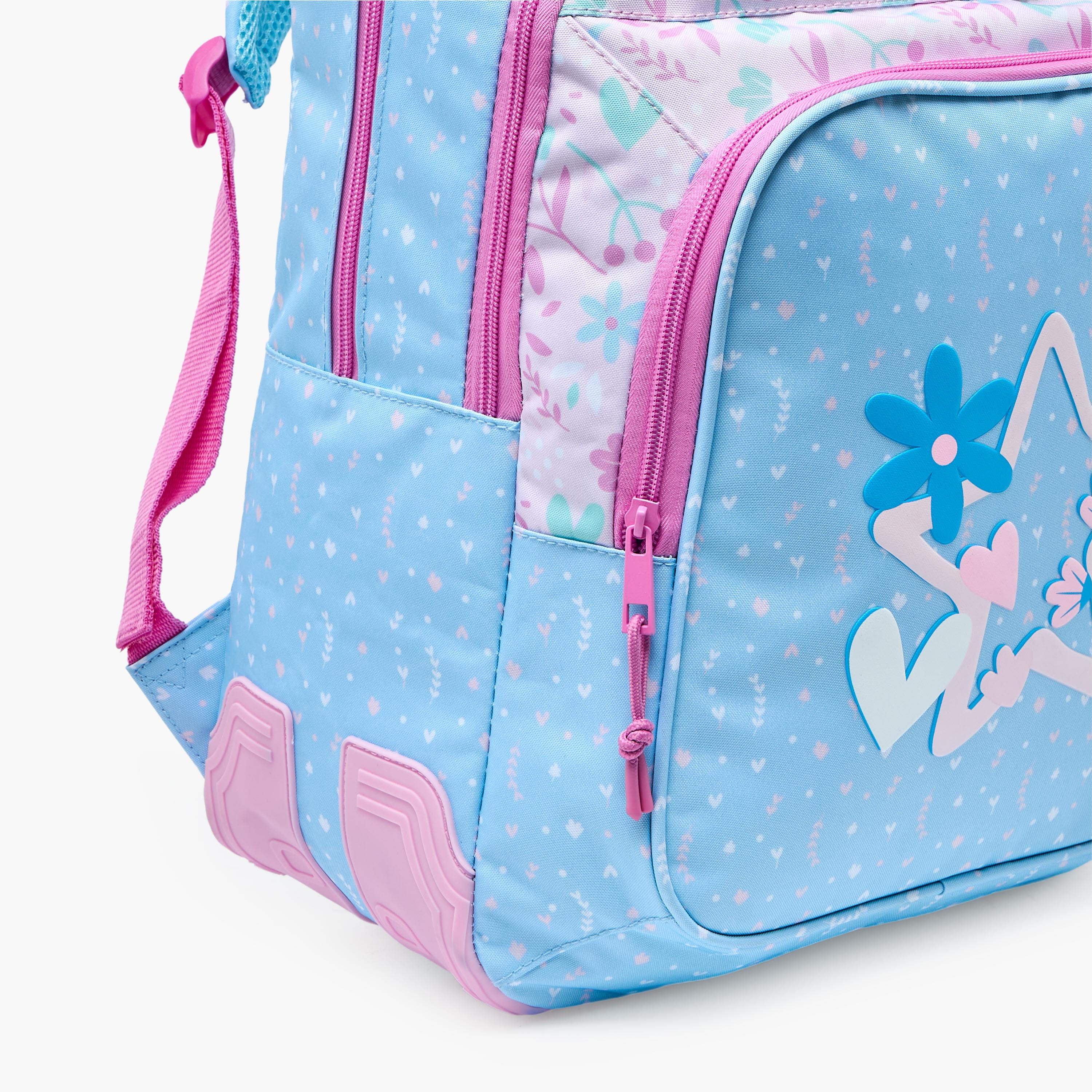 شنطة مدرسية بطبعات زهور وحمالات كتف مبطنة للبنات 8-13 سنوات من سافتا - 18 بوصة-school-bagsandbackpacks-trolleybags-image-4