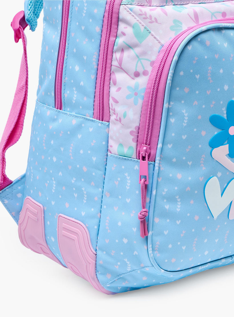شنطة مدرسية بطبعات زهور وحمالات كتف مبطنة للبنات 8-13 سنوات من سافتا - 18 بوصة-school-bagsandbackpacks-trolleybags-image-4