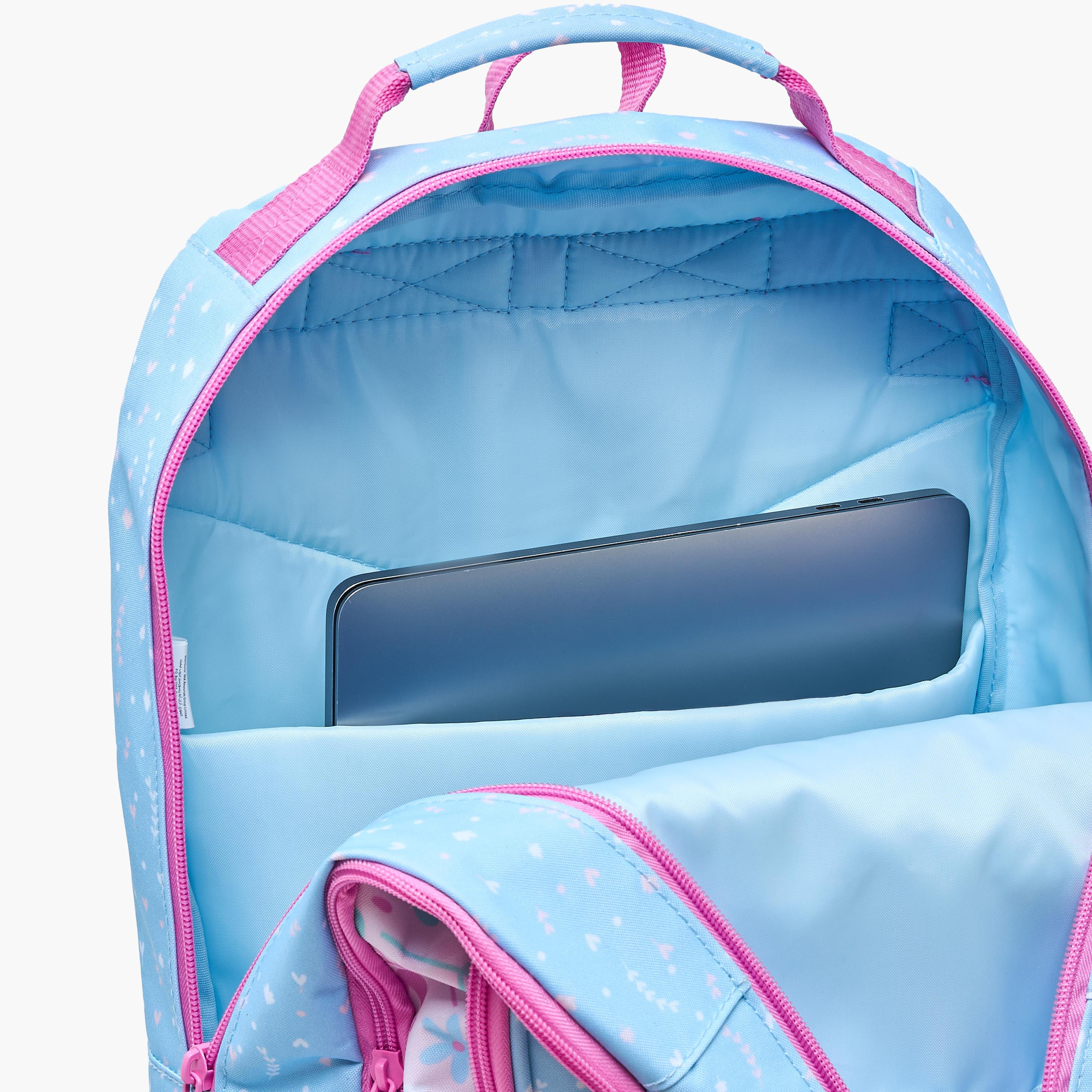 شنطة مدرسية بطبعات زهور وحمالات كتف مبطنة للبنات 8-13 سنوات من سافتا - 18 بوصة-school-bagsandbackpacks-trolleybags-image-5