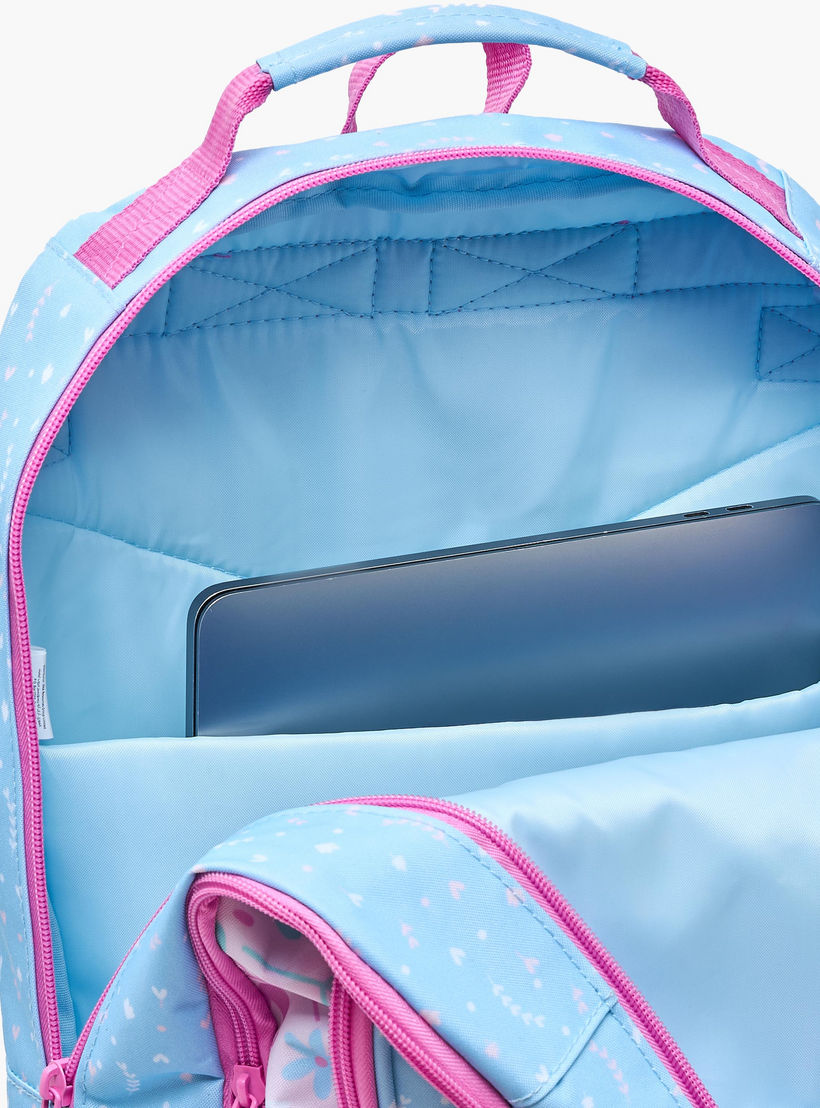 شنطة مدرسية بطبعات زهور وحمالات كتف مبطنة للبنات 8-13 سنوات من سافتا - 18 بوصة-school-bagsandbackpacks-trolleybags-image-5