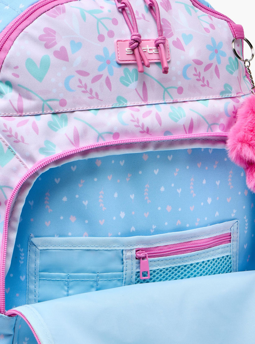 شنطة مدرسية بطبعات زهور وحمالات كتف مبطنة للبنات 8-13 سنوات من سافتا - 18 بوصة-school-bagsandbackpacks-trolleybags-image-6