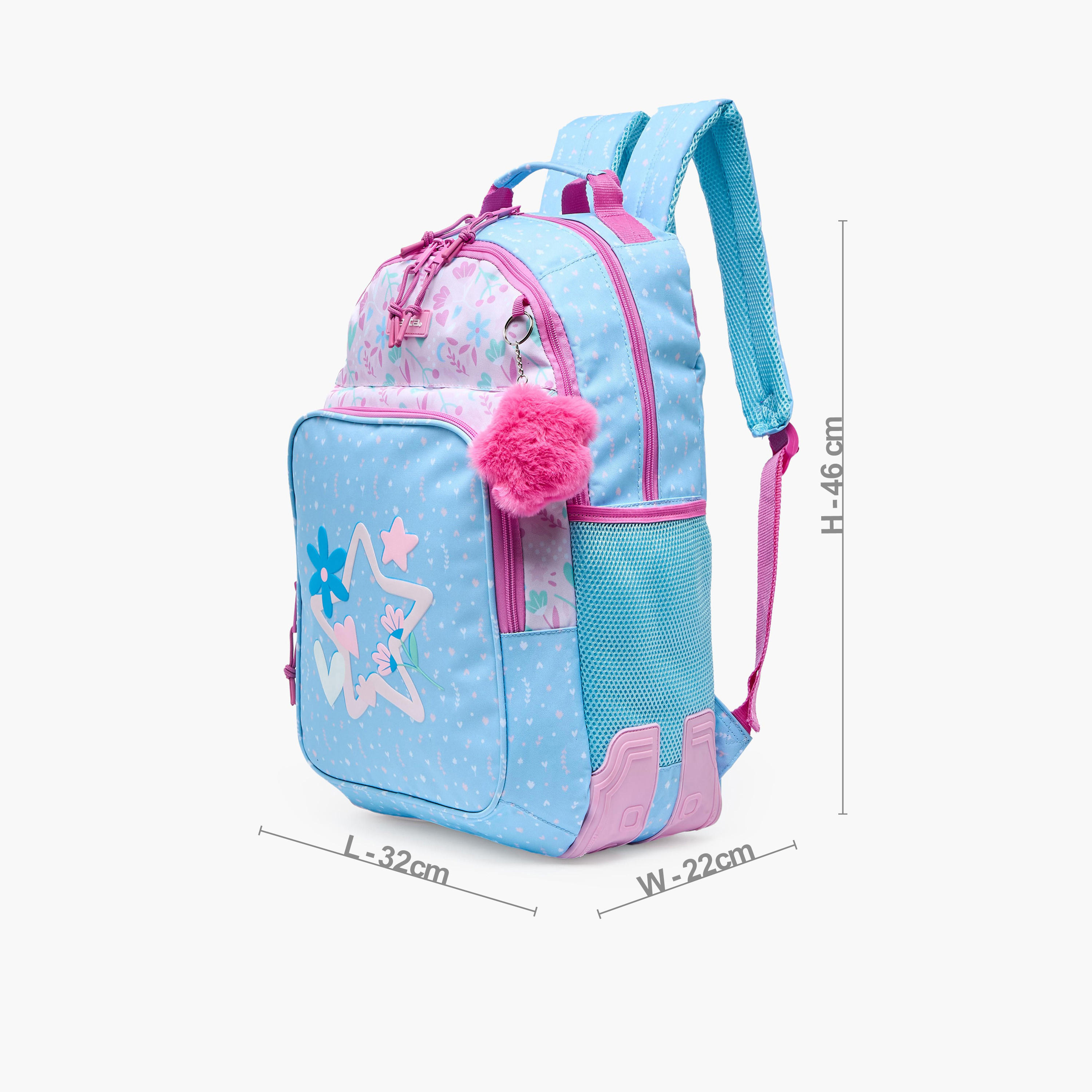 شنطة مدرسية بطبعات زهور وحمالات كتف مبطنة للبنات 8-13 سنوات من سافتا - 18 بوصة-school-bagsandbackpacks-trolleybags-image-7