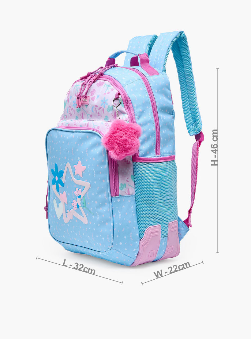 شنطة مدرسية بطبعات زهور وحمالات كتف مبطنة للبنات 8-13 سنوات من سافتا - 18 بوصة-school-bagsandbackpacks-trolleybags-image-7