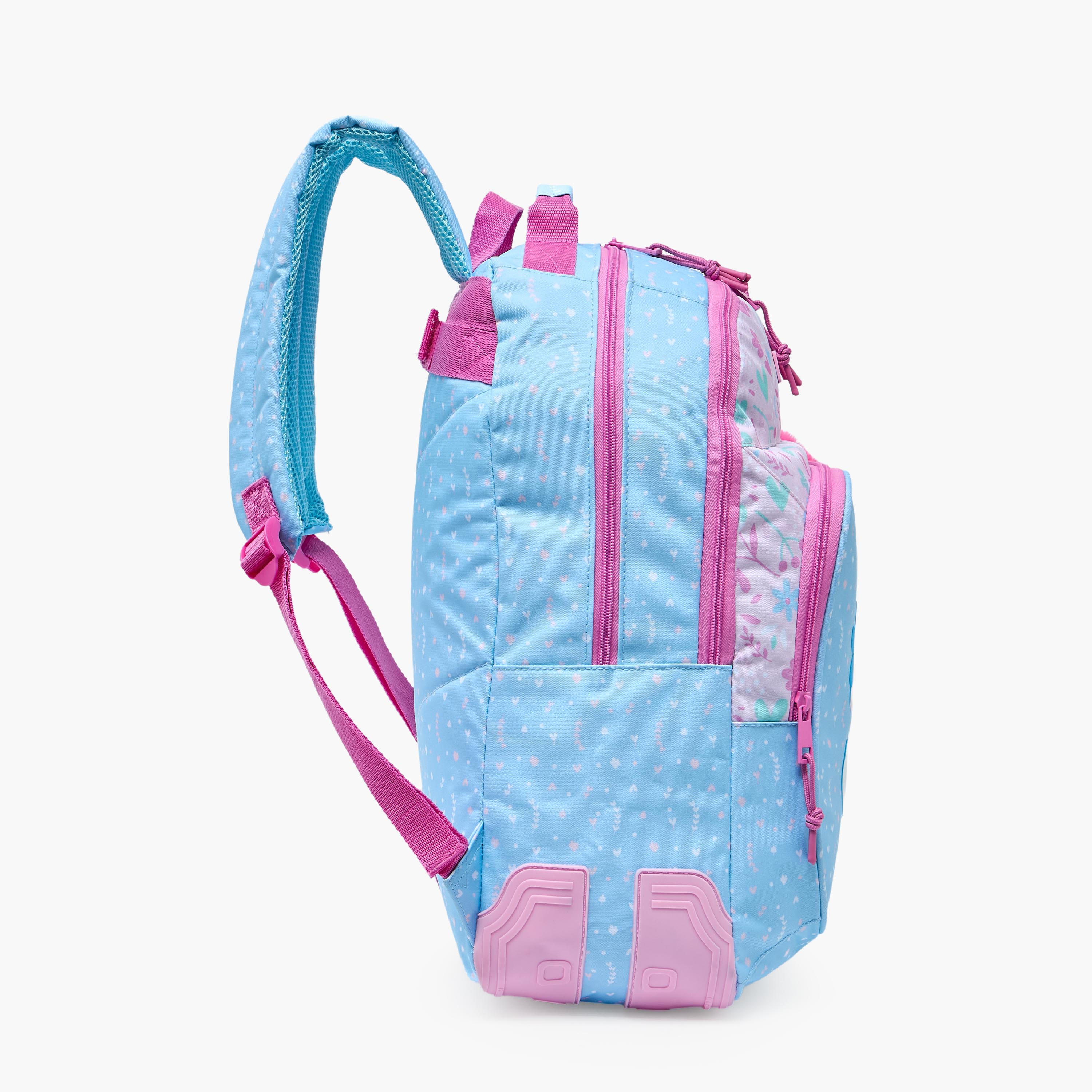 شنطة مدرسية بطبعات زهور وحمالات كتف مبطنة للبنات 8-13 سنوات من سافتا - 18 بوصة-school-bagsandbackpacks-trolleybags-image-8