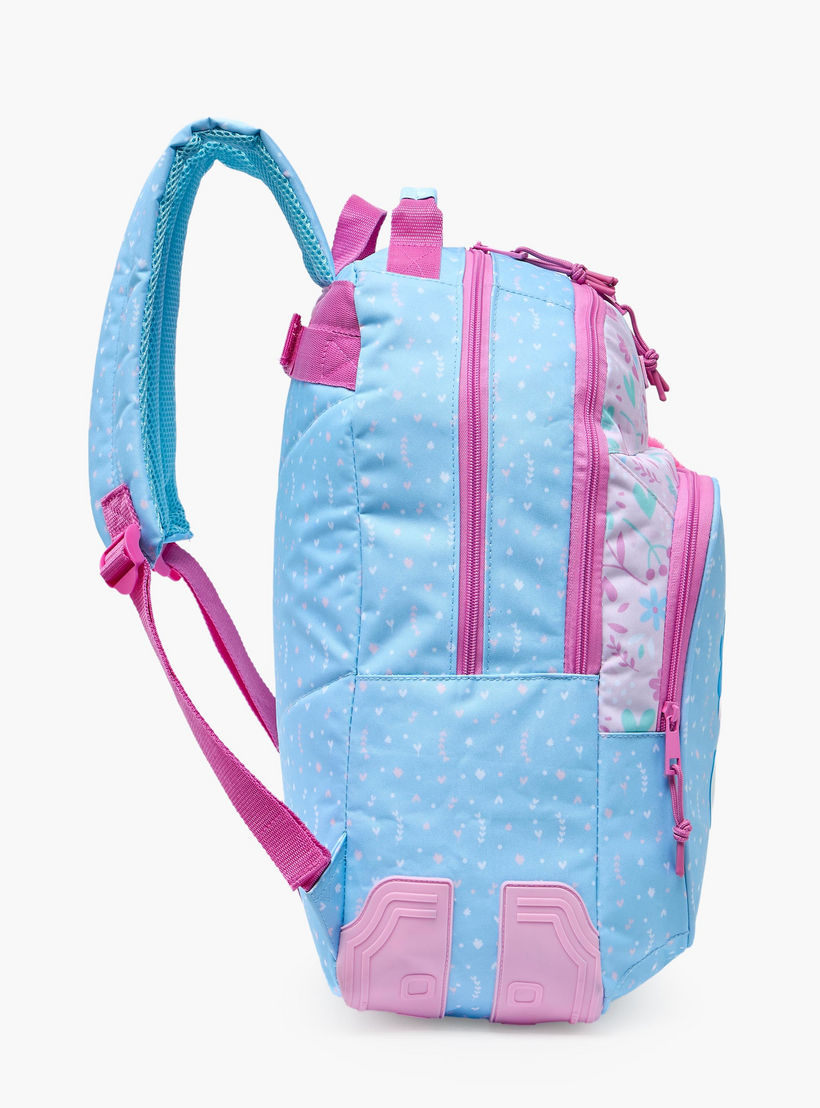 شنطة مدرسية بطبعات زهور وحمالات كتف مبطنة للبنات 8-13 سنوات من سافتا - 18 بوصة-school-bagsandbackpacks-trolleybags-image-8