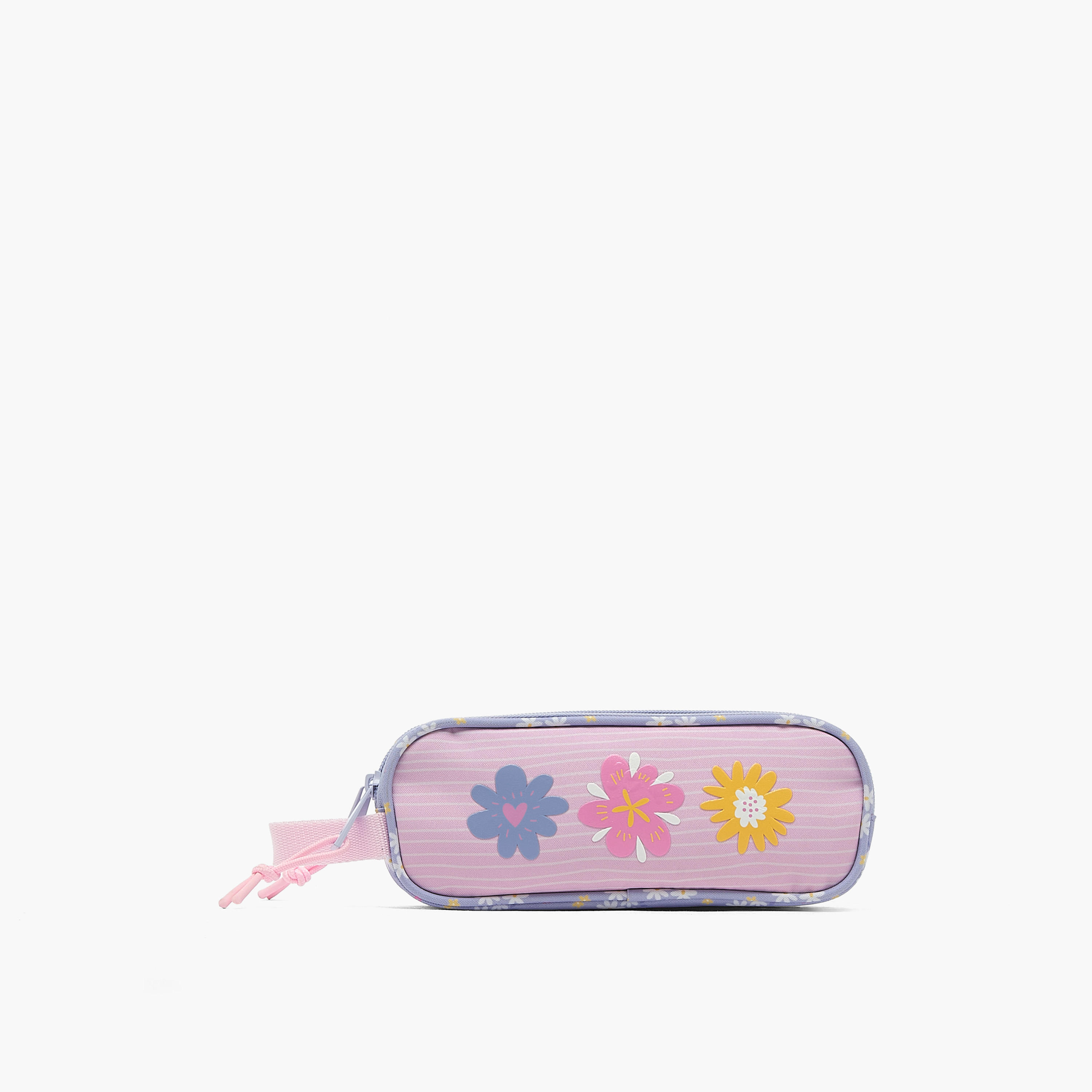 مقلمة بقسمين وطبعات زهرية-school-stationery-pencilcases-image-1