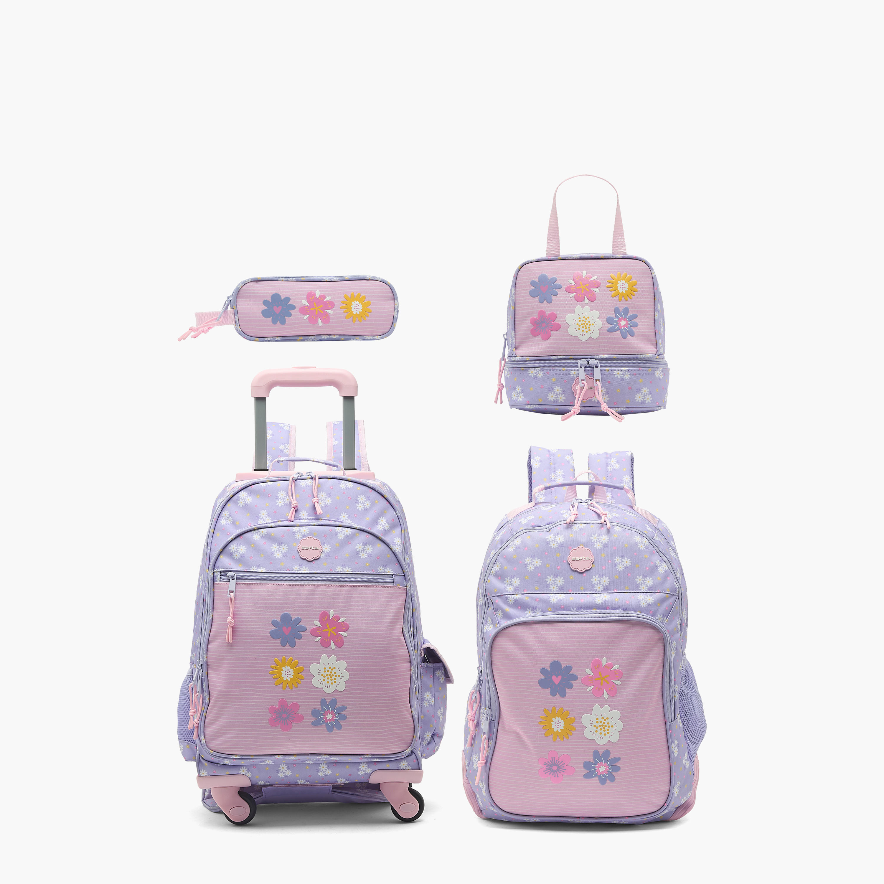 مقلمة بقسمين وطبعات زهرية-school-stationery-pencilcases-image-8
