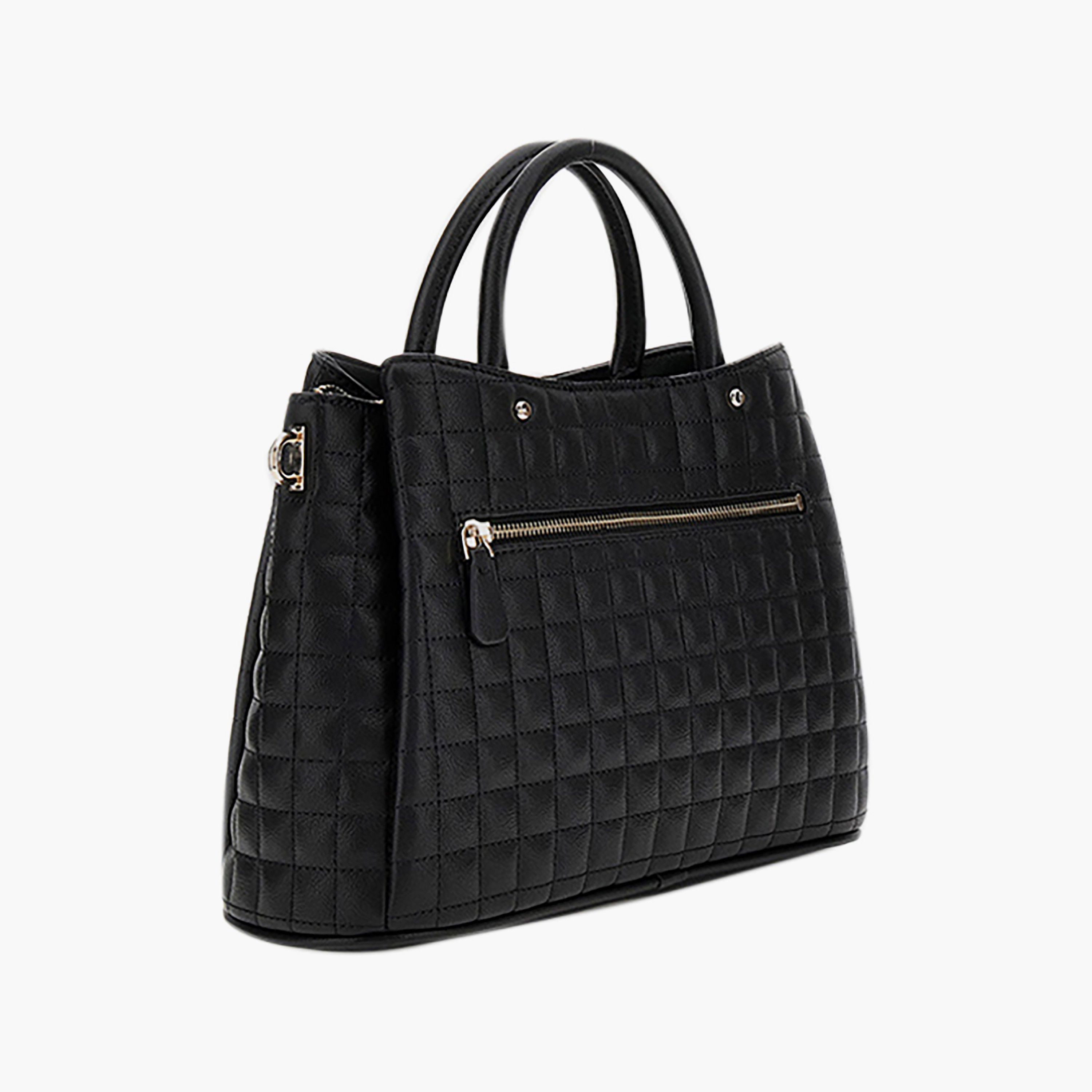 حقيبة ساتشيل مربعة مبطنة من Guess Nadira بمقبضين وإغلاق سحاب وحزام سلسلة-women-bagsandwallets-handbags-image-2