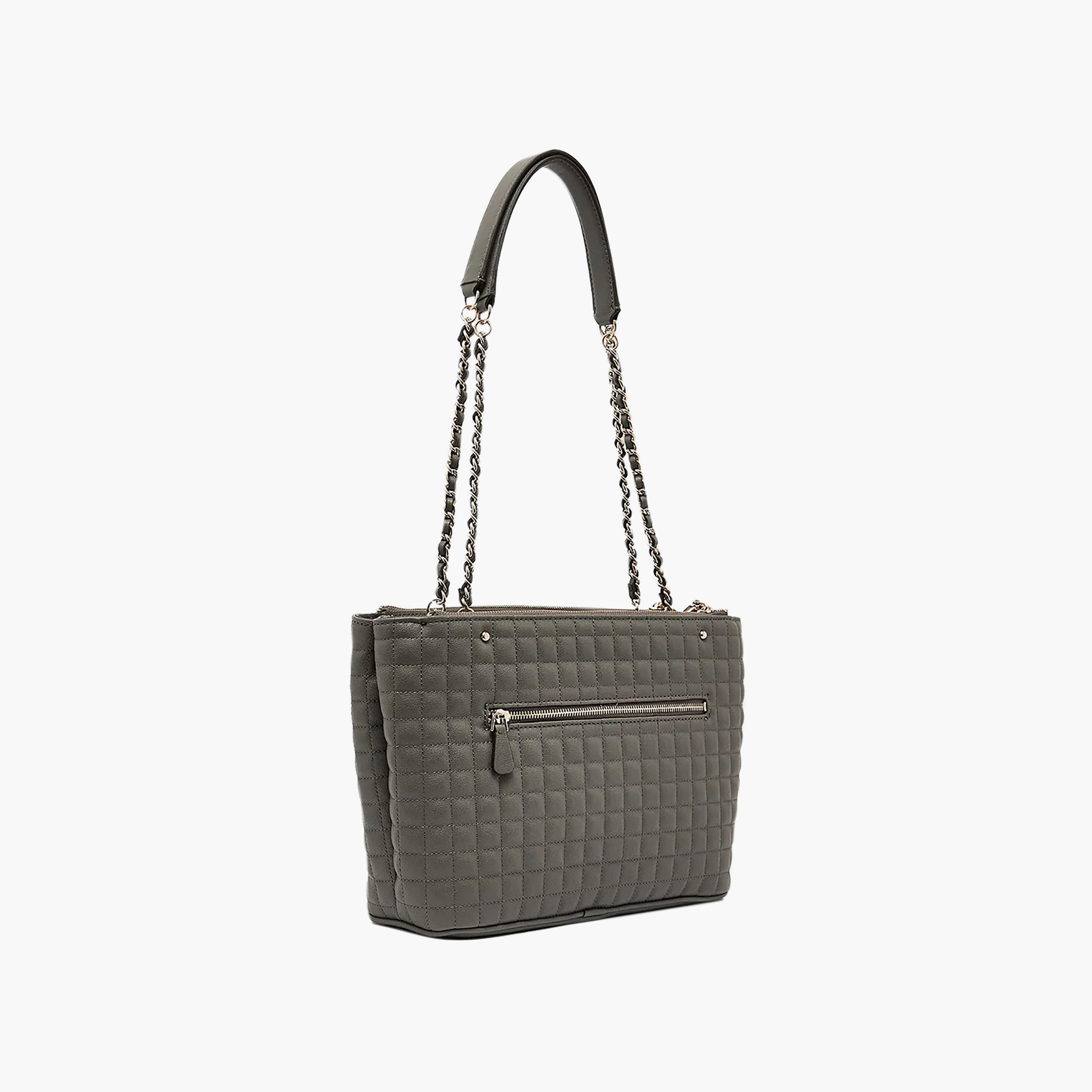 Guess Nadira Grid Quilted Double Handle Tote Bag with Zipper Closure-women-bagsandwallets-handbags-image-2