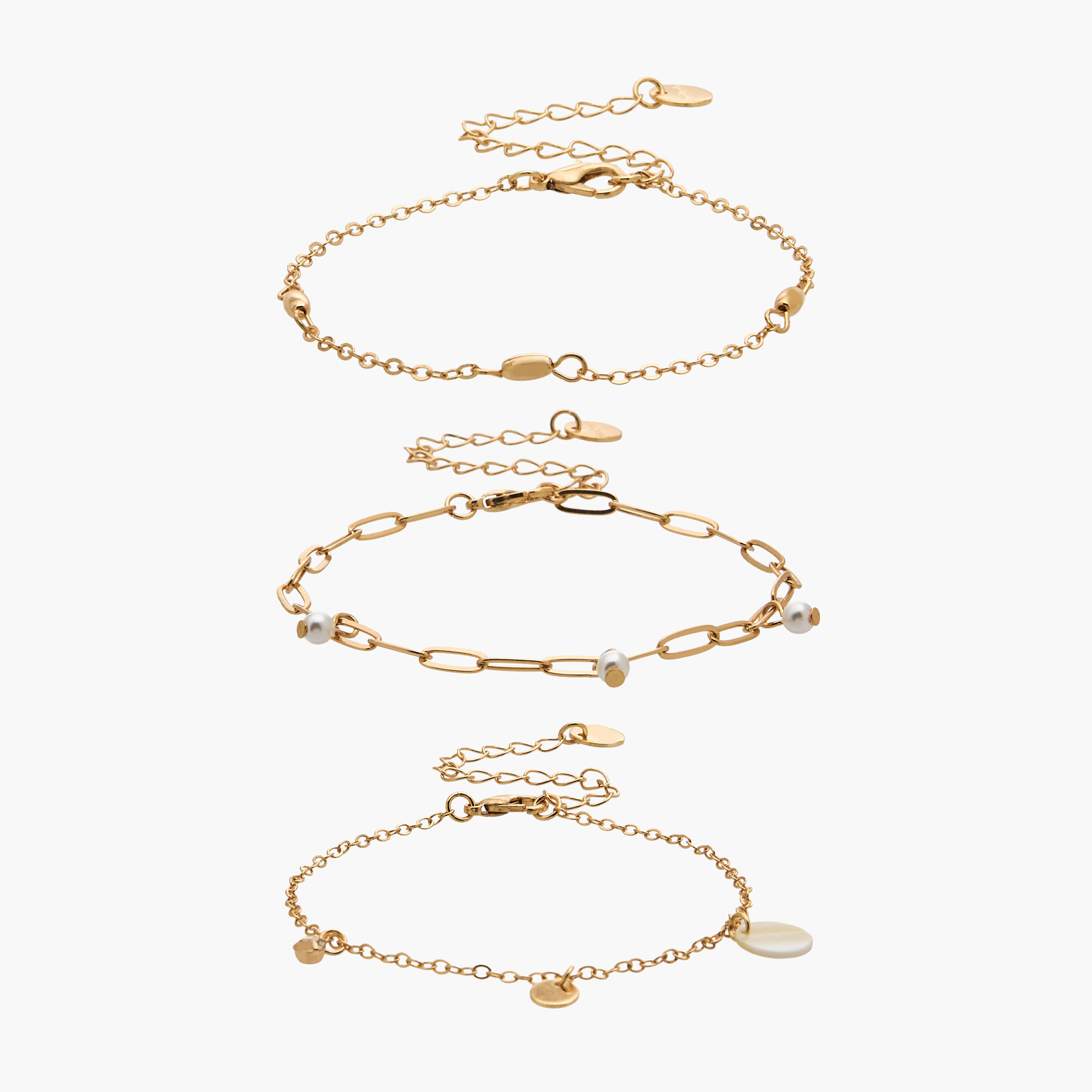 Pack of 3 Gold Tone Charm Detail Bracelets-women-watchesandjewellery-jewellery-banglesandbracelets-image-1