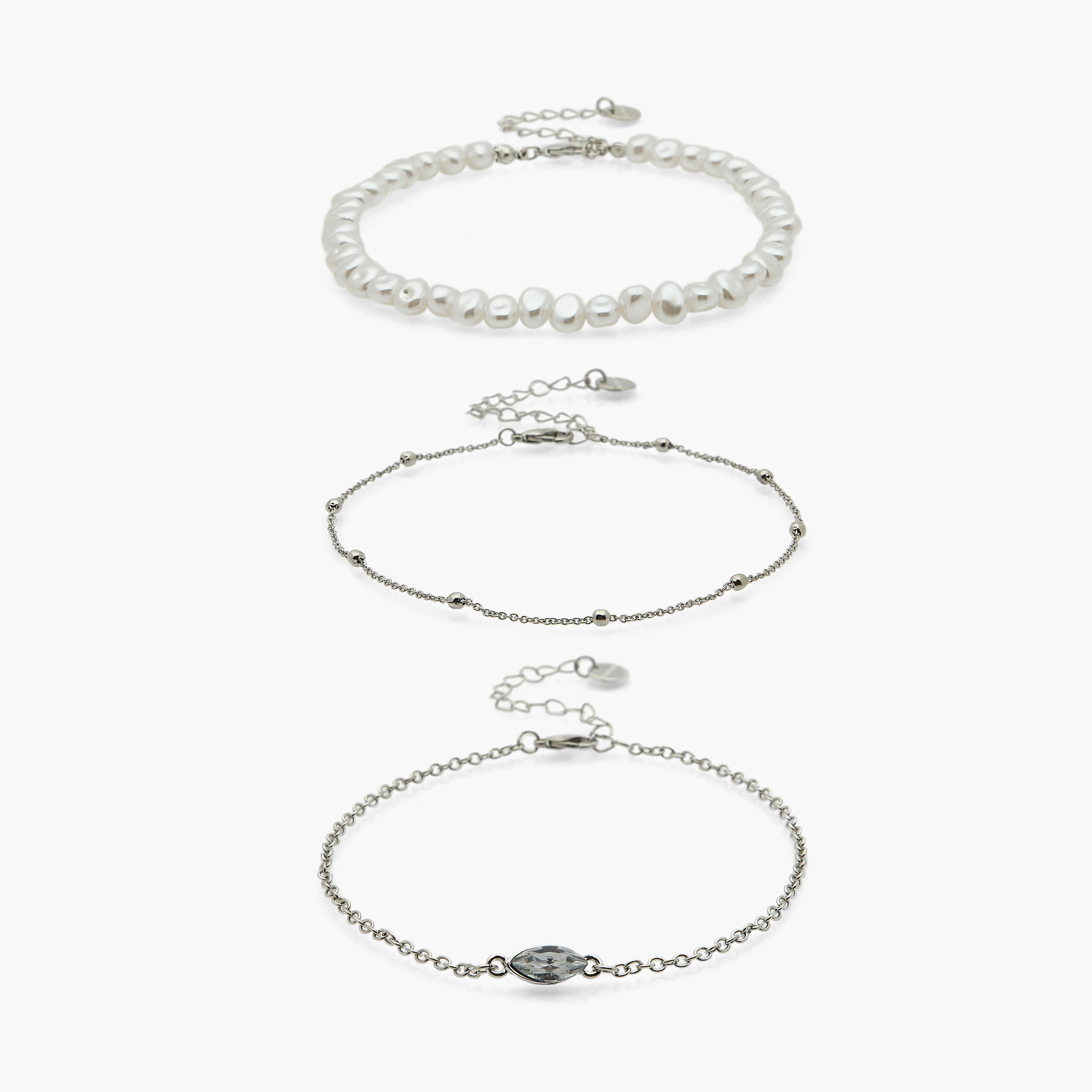 Pack of 3 Silver Tone Anklet-women-watchesandjewellery-jewellery-anklets-image-1