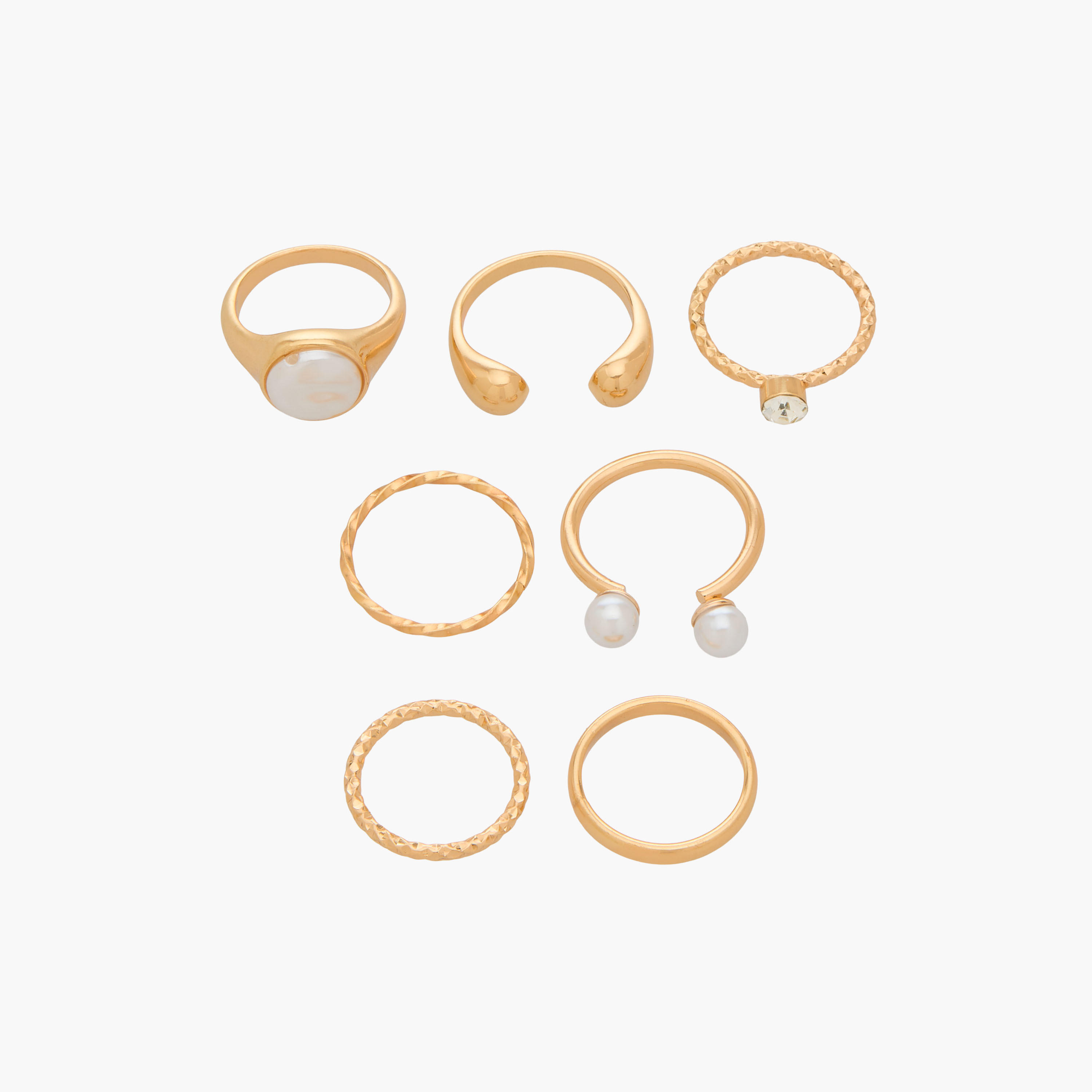 خواتم بلون ذهبي متنوع - طقم 7 قطع-women-watchesandjewellery-jewellery-rings-image-1