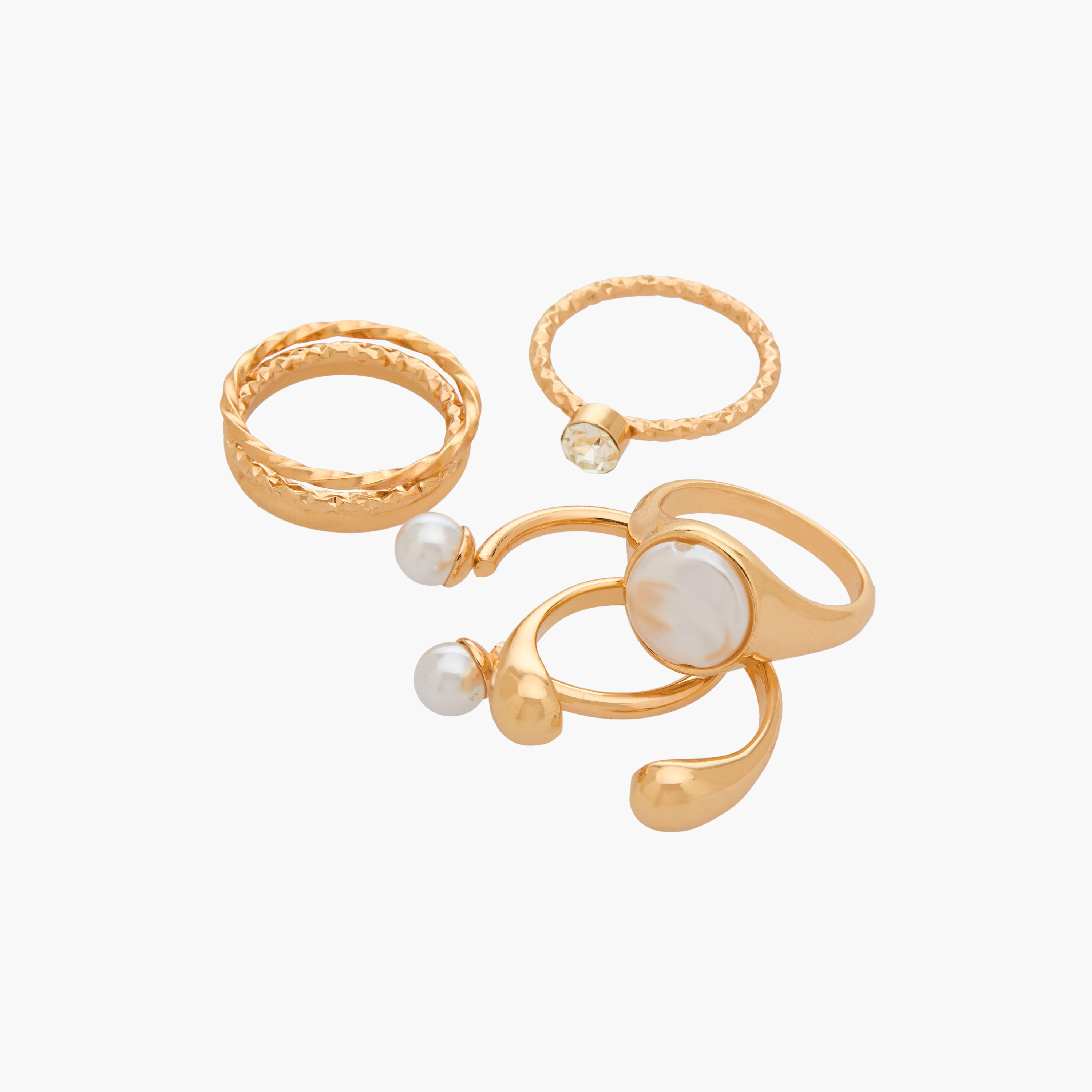 خواتم بلون ذهبي متنوع - طقم 7 قطع-women-watchesandjewellery-jewellery-rings-image-2