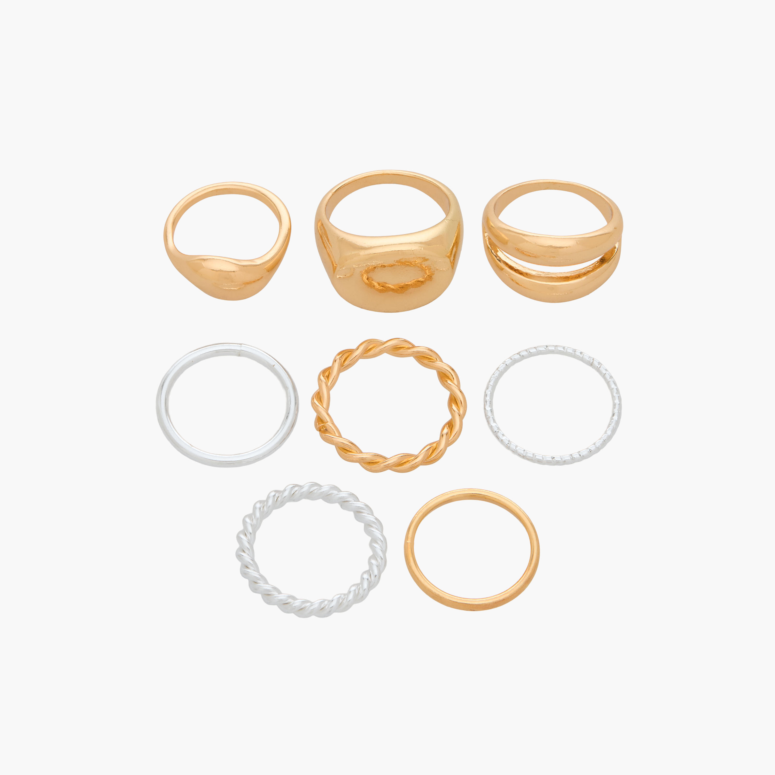خواتم متنوعة بلون ذهبي - طقم 8 قطع-women-watchesandjewellery-jewellery-rings-image-1