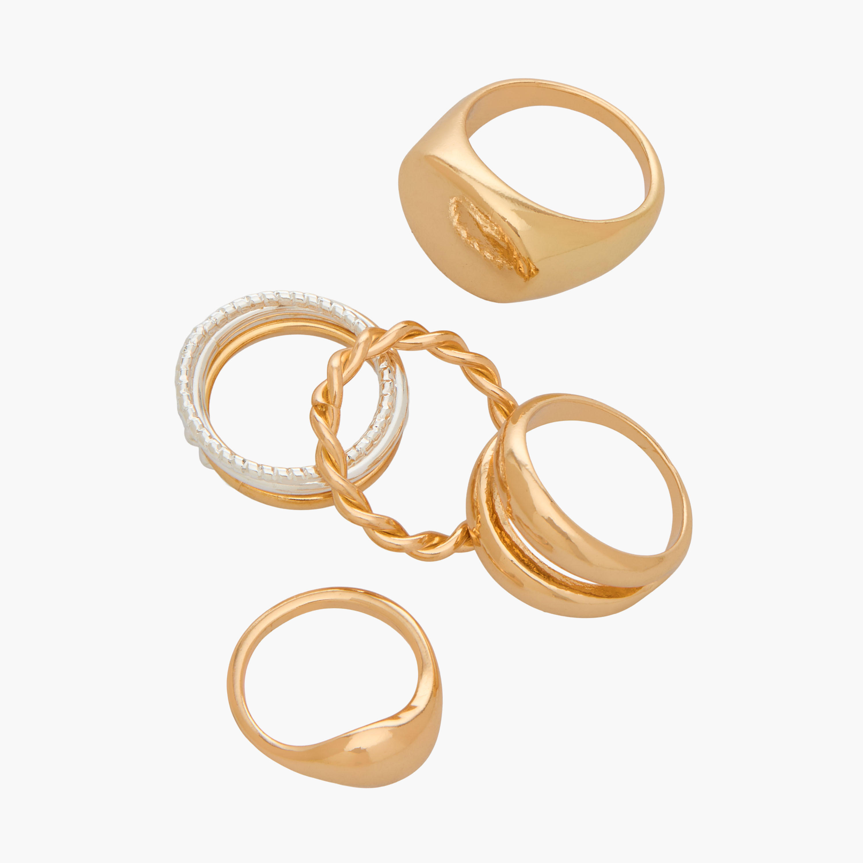 خواتم متنوعة بلون ذهبي - طقم 8 قطع-women-watchesandjewellery-jewellery-rings-image-2