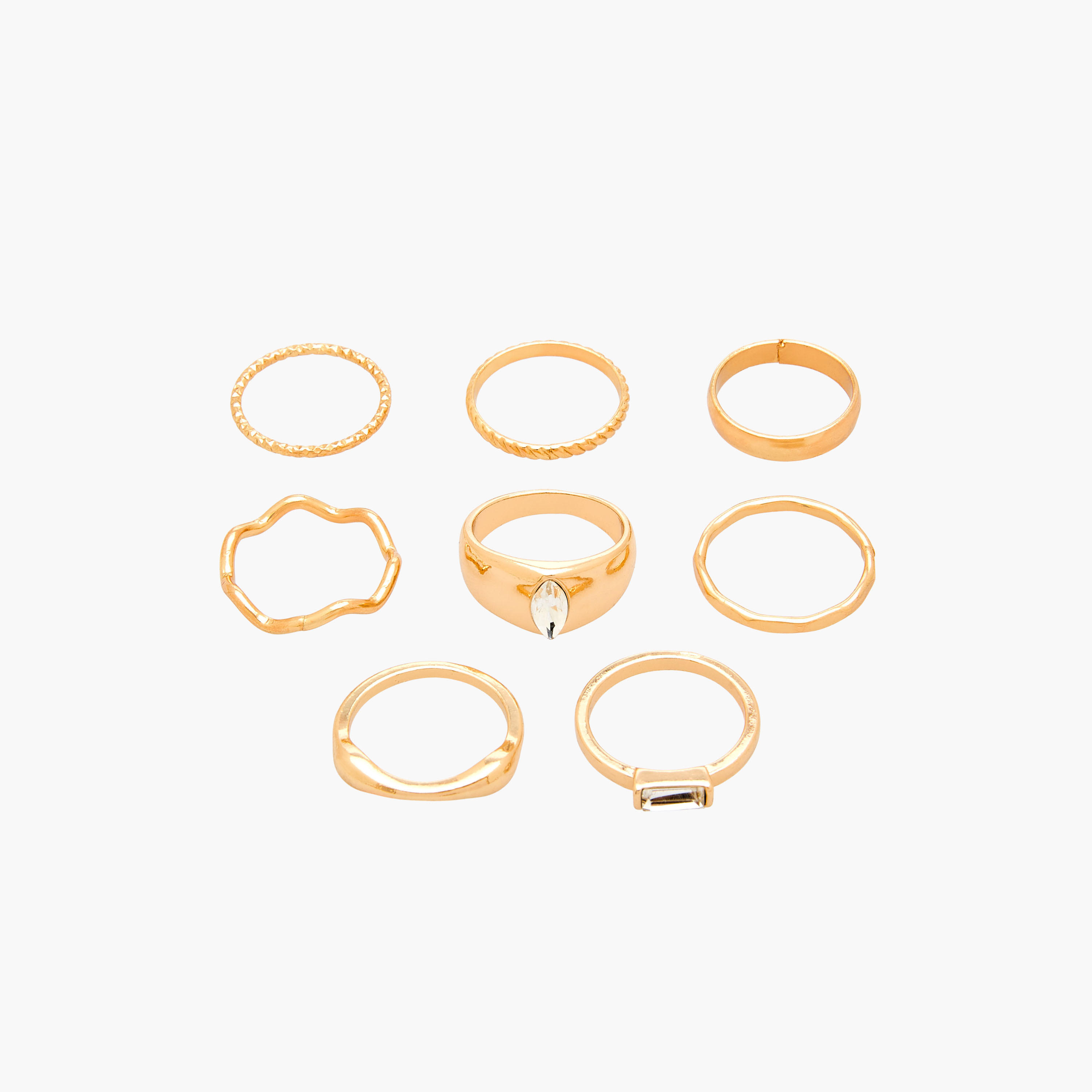 خواتم متنوعة بلون ذهبي - طقم 8 قطع-women-watchesandjewellery-jewellery-rings-image-1
