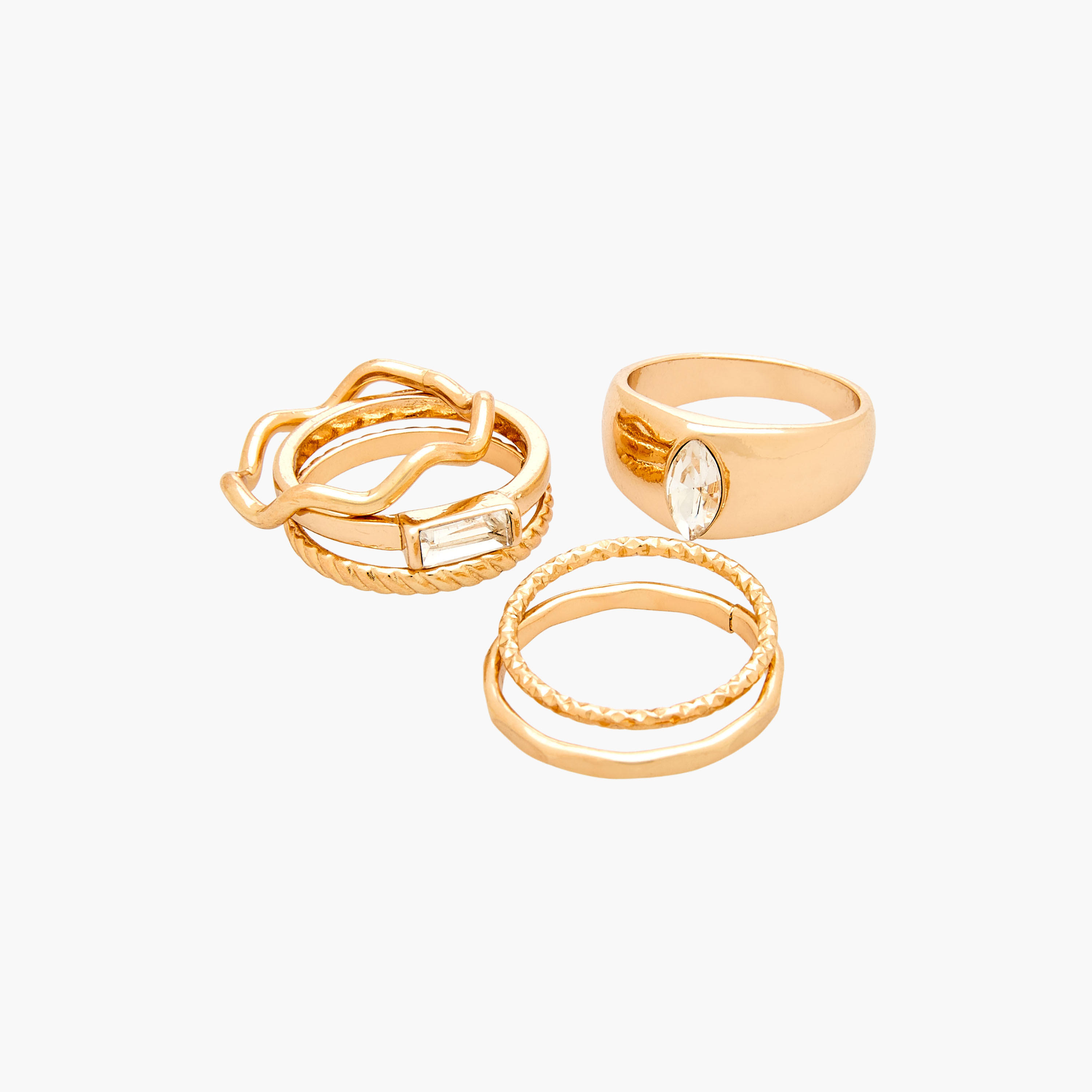 خواتم متنوعة بلون ذهبي - طقم 8 قطع-women-watchesandjewellery-jewellery-rings-image-2