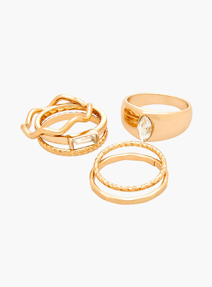 خواتم متنوعة بلون ذهبي - طقم 8 قطع-women-watchesandjewellery-jewellery-rings-image-2
