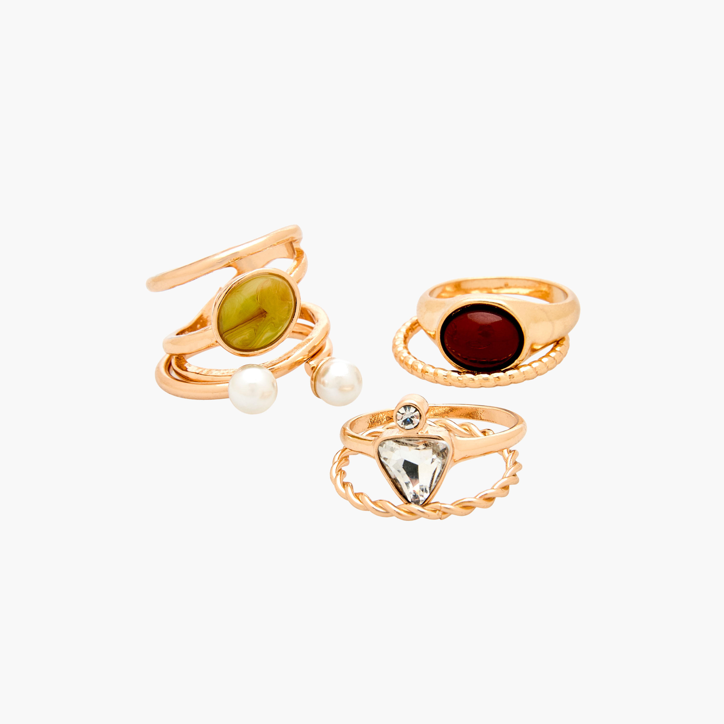 طقم خواتم بلون ذهبي متنوع - 6 قطع-women-watchesandjewellery-jewellery-rings-image-2