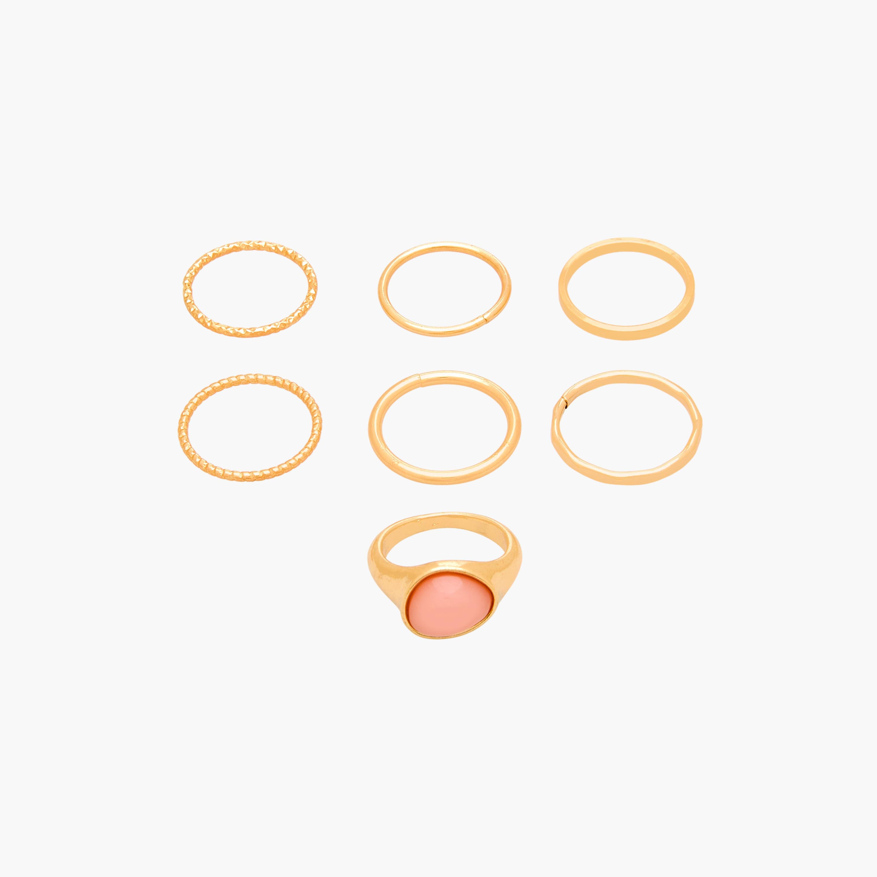 Set of 7 - Assorted Gold Tone Ring-women-watchesandjewellery-jewellery-rings-image-1