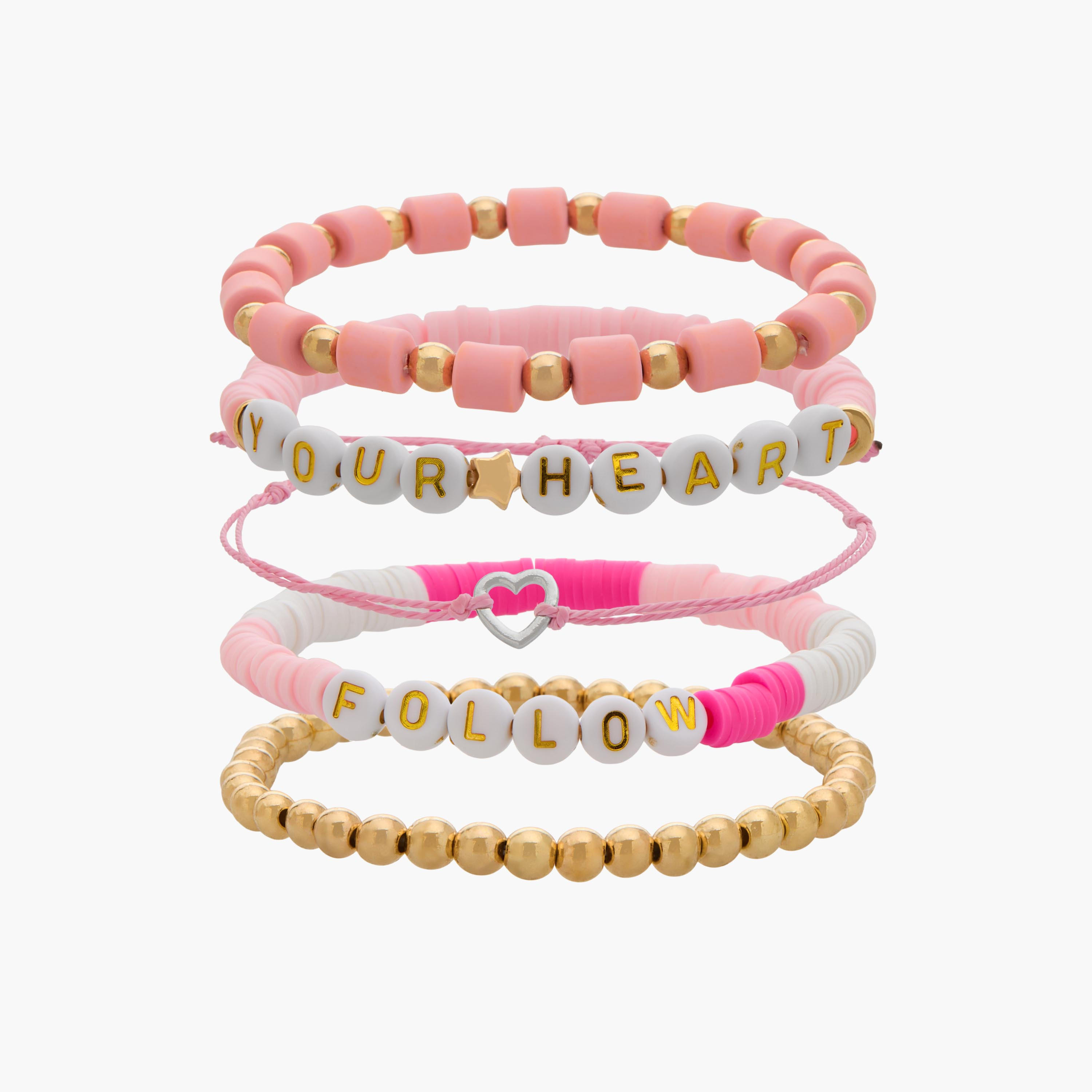 Pack of 5 Metallic Beaded Charm Bracelet-women-watchesandjewellery-jewellery-banglesandbracelets-image-1