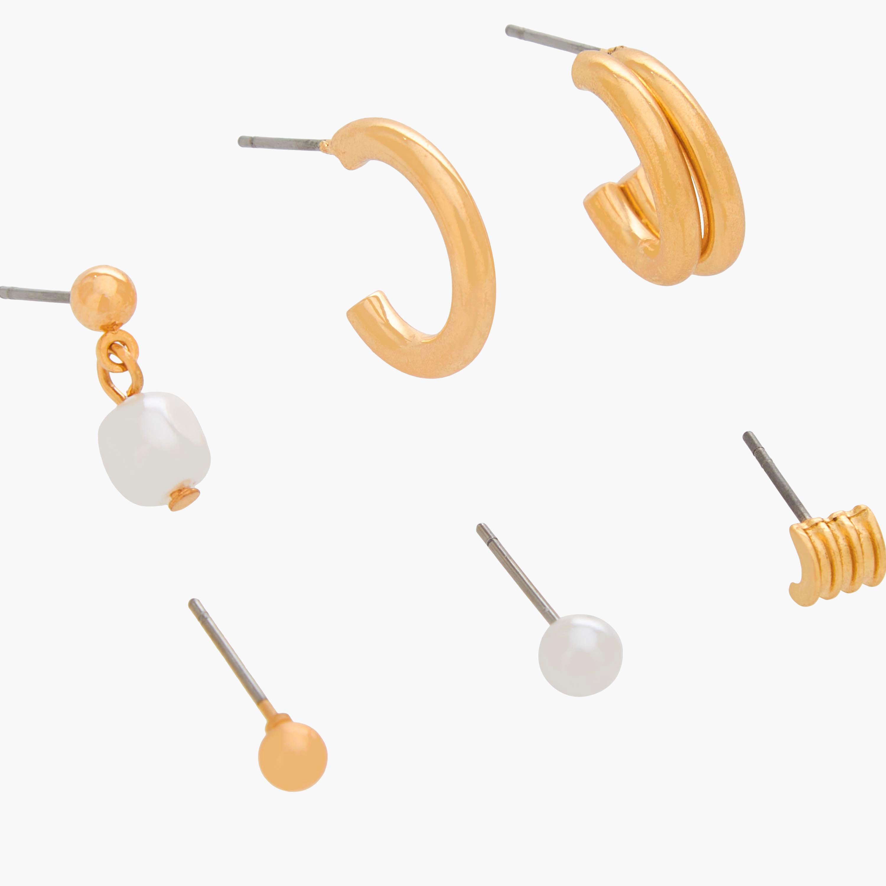 Pack of 6 Gold Tone Assorted Earrings with Pushback Closure-women-watchesandjewellery-jewellery-earrings-image-3