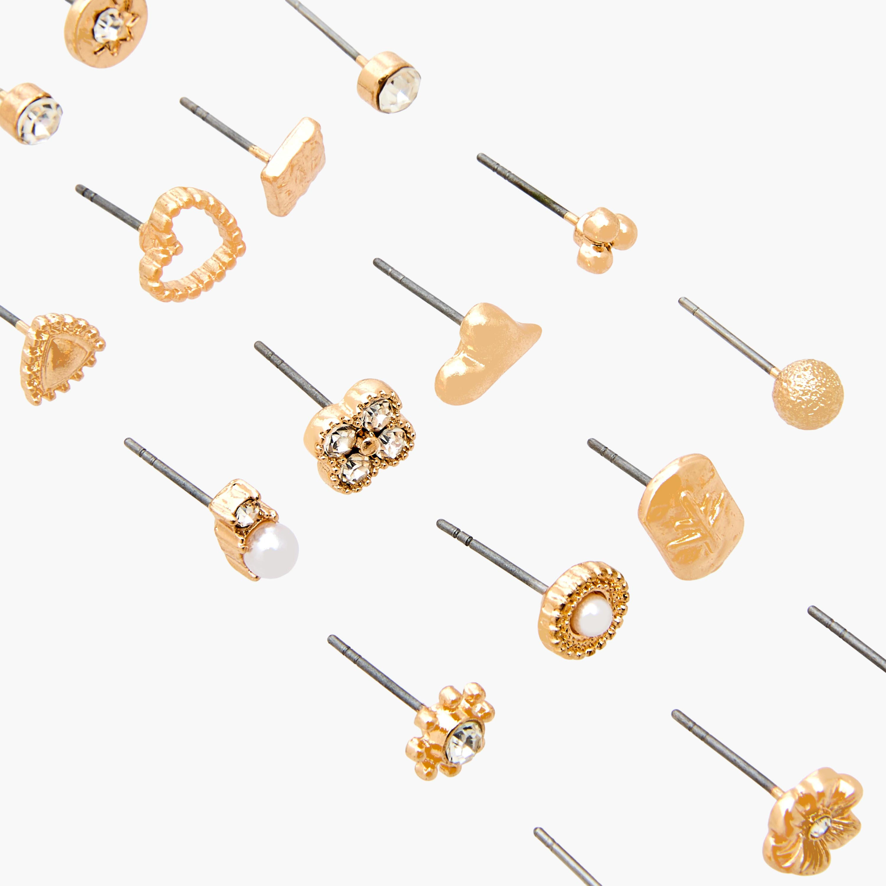 Pack of 20 Gold Tone Stud Earrings with Pushback closure-women-watchesandjewellery-jewellery-earrings-image-3