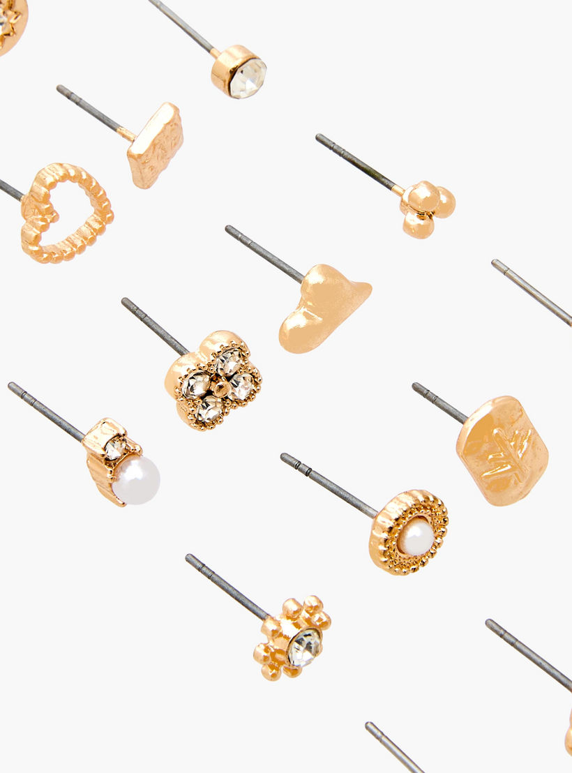 Pack of 20 Gold Tone Stud Earrings with Pushback closure-women-watchesandjewellery-jewellery-earrings-image-3